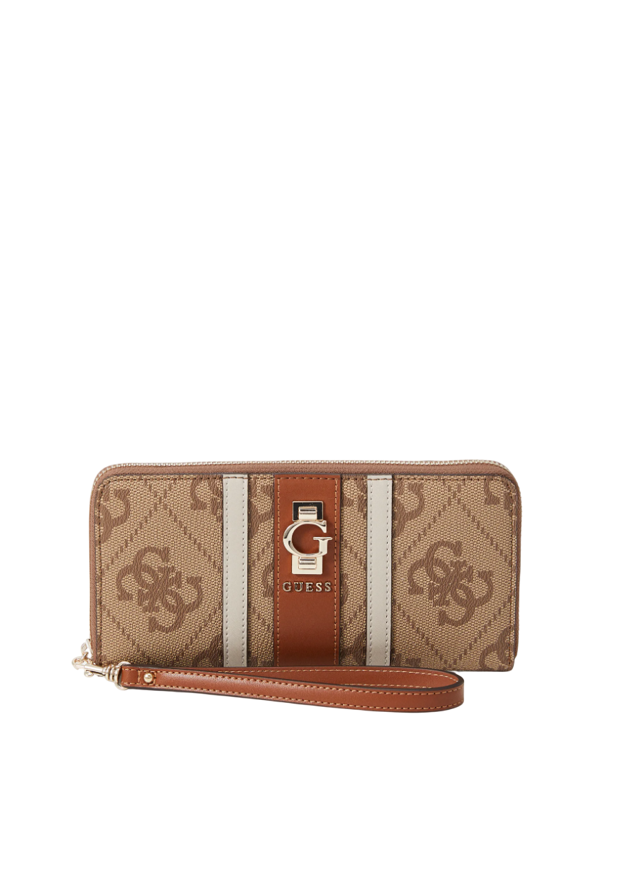 GUESS PORTAFOGLIO ERENIA SLG LARGE ZIP AROUND LATTE LOGO