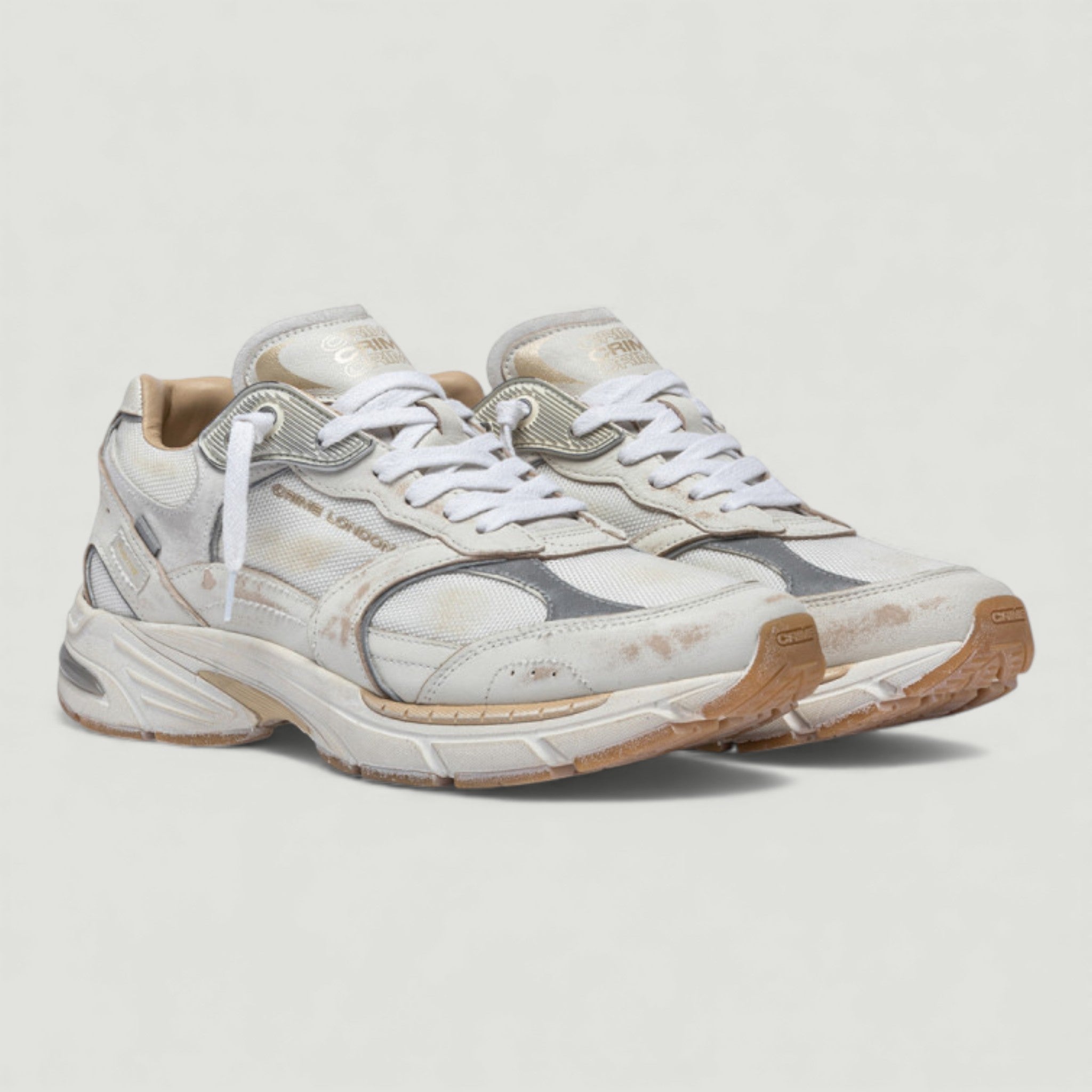 CRIME LONDON SNEAKERS FUGITIVE 9094 SILVER STREAK BIANCO/GRIGIO Uomo