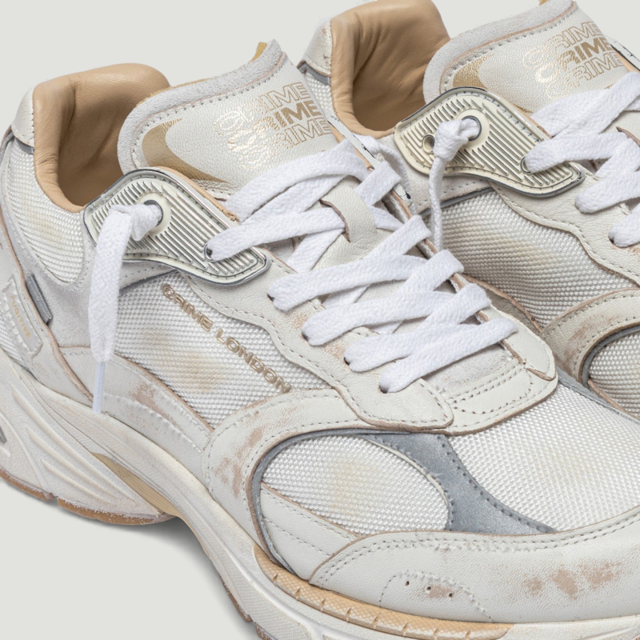 CRIME LONDON SNEAKERS FUGITIVE 9094 SILVER STREAK BIANCO/GRIGIO Uomo