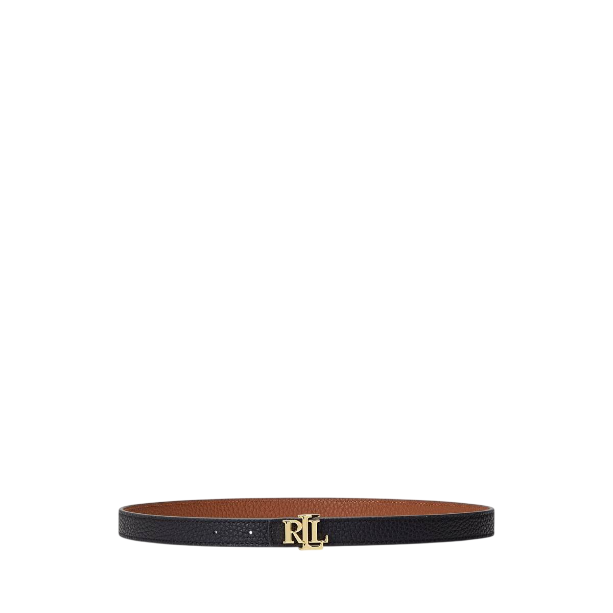 Ralph Lauren Cintura Sottile Double-Face con Logo Black/Lauren Tan