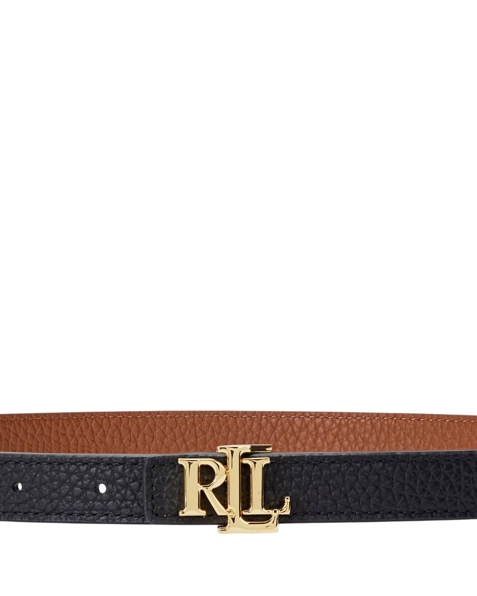 Ralph Lauren Cintura Sottile Double-Face con Logo Black/Lauren Tan