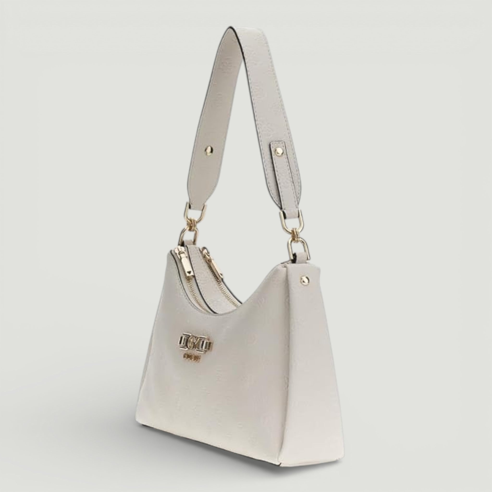 GUESS BORSA ANISE DOUBLE ZIP SHOULDER BAG STONE LOGO