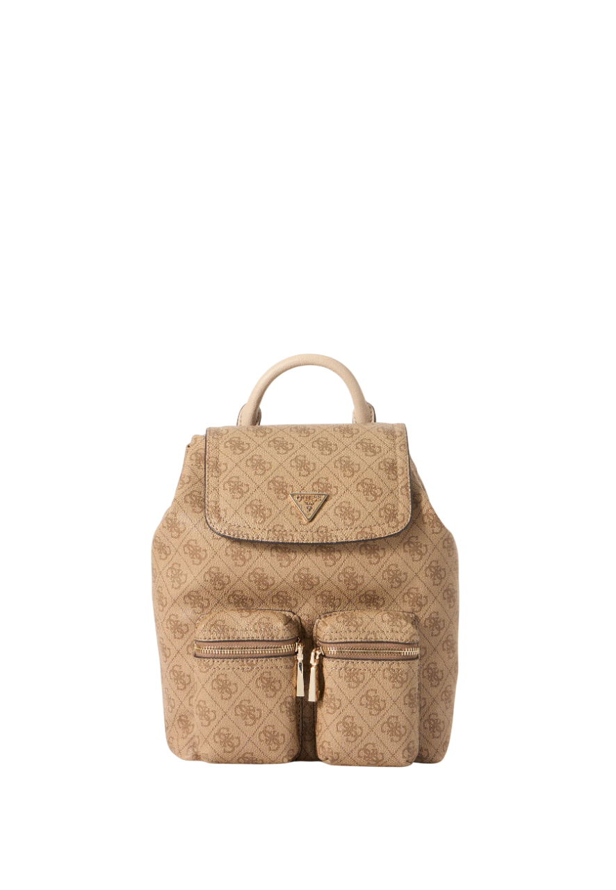 GUESS ZAINO MANHATTAN II FLAP BACKPACK LATTE LOGO