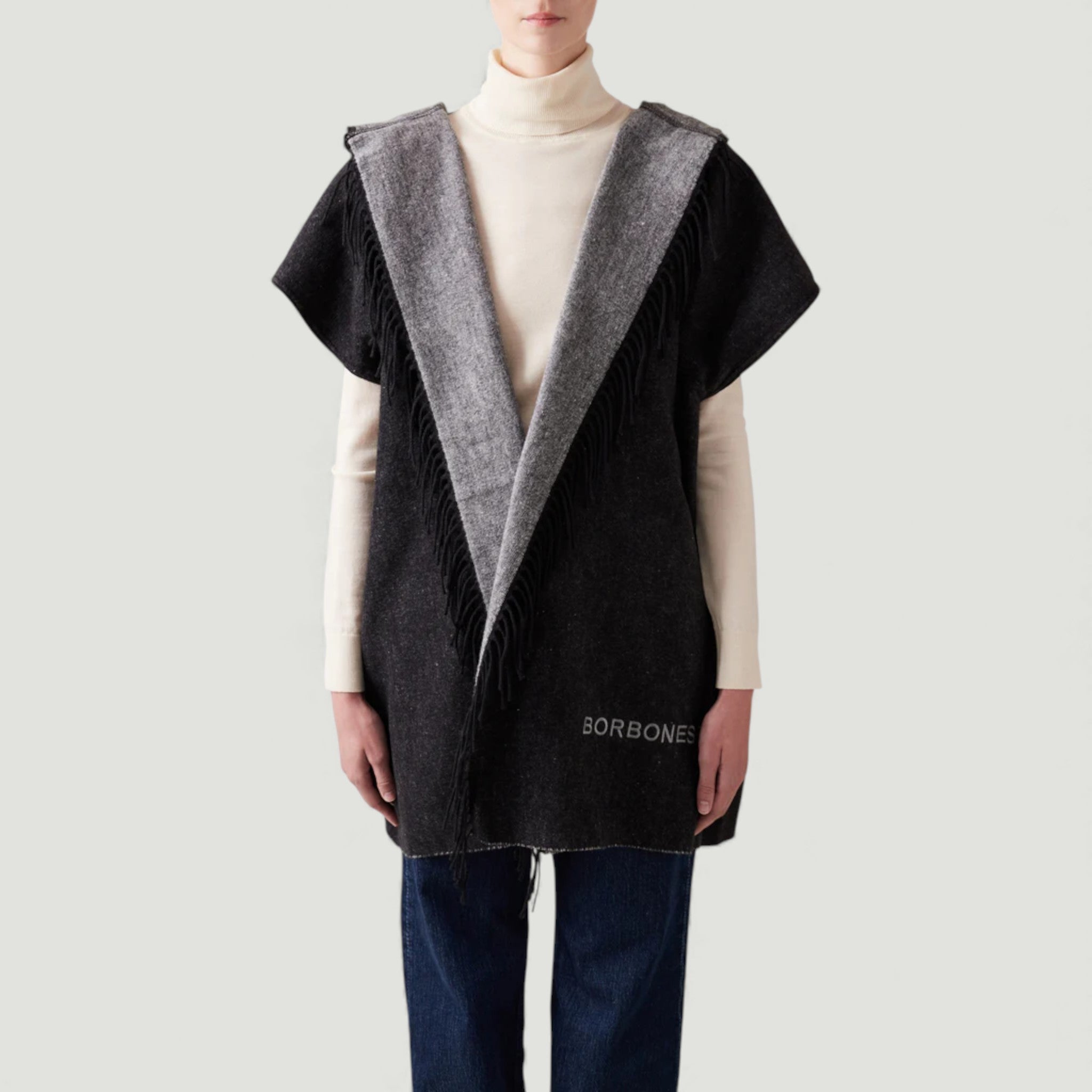 BORBONESE MANTELLA C/CAPPUCCIO BLACK/GREY BLACK/GREY