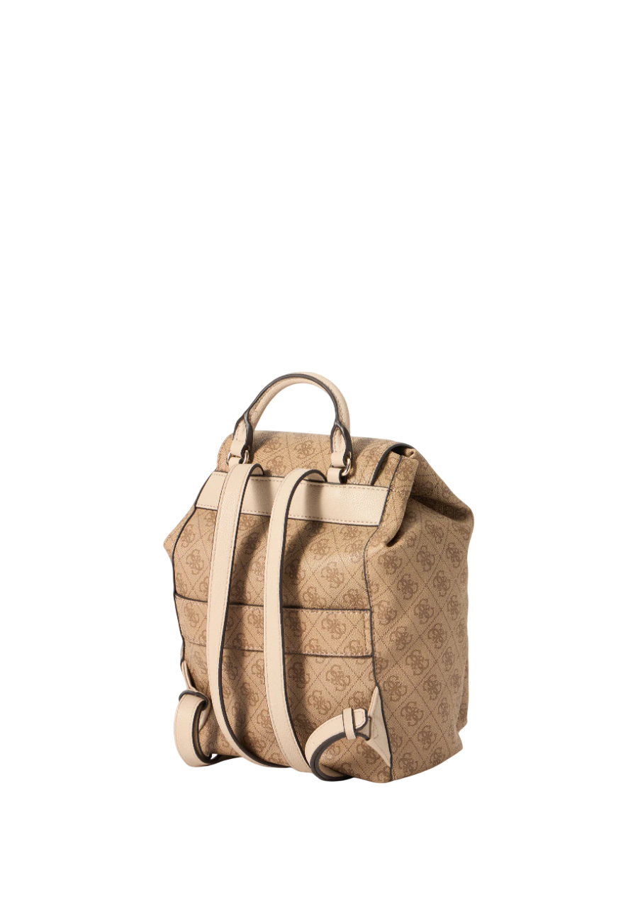 GUESS ZAINO MANHATTAN II FLAP BACKPACK LATTE LOGO