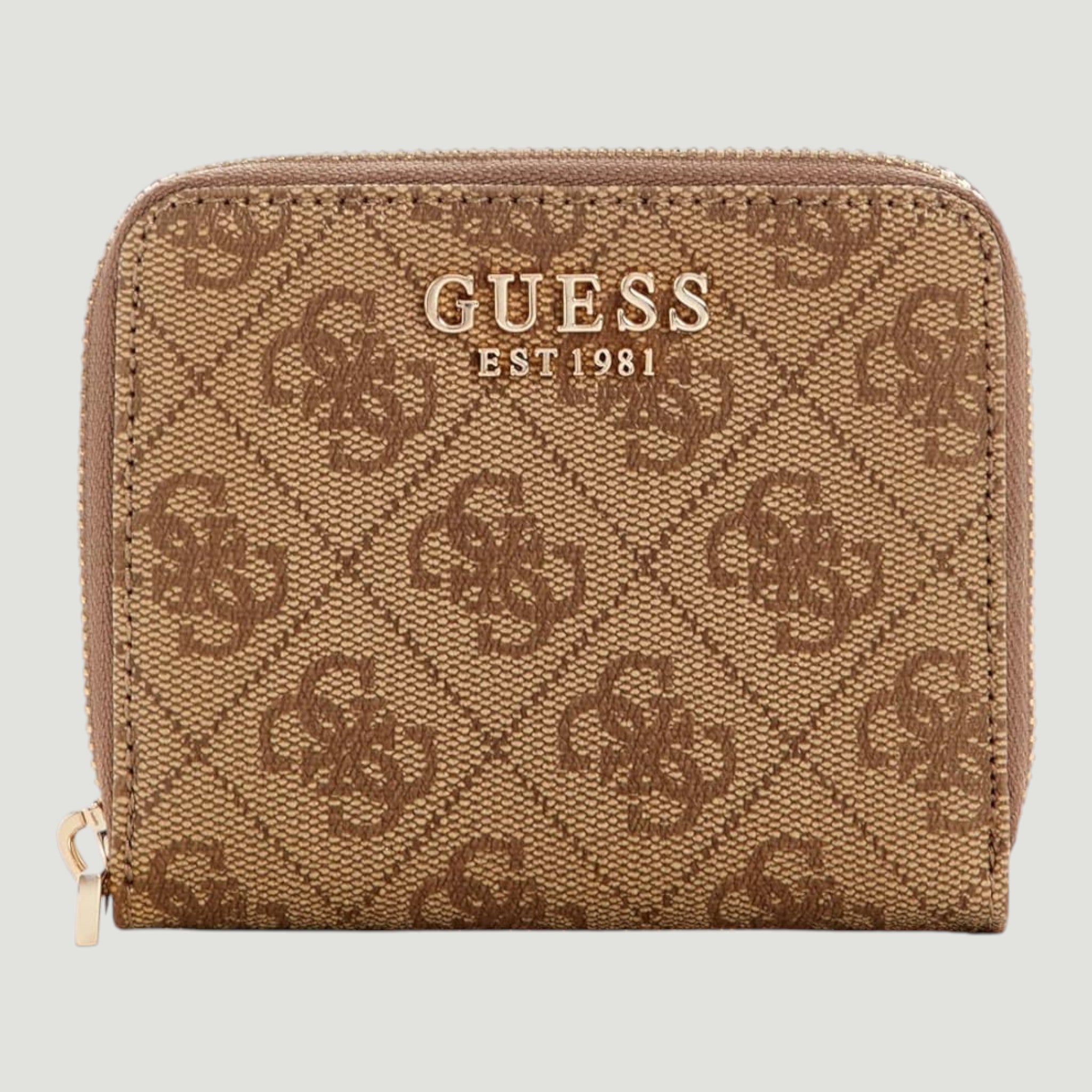GUESS PORTAFOGLIO LAUREL II SLG SMALL ZIP AROUND LATTE LOGO