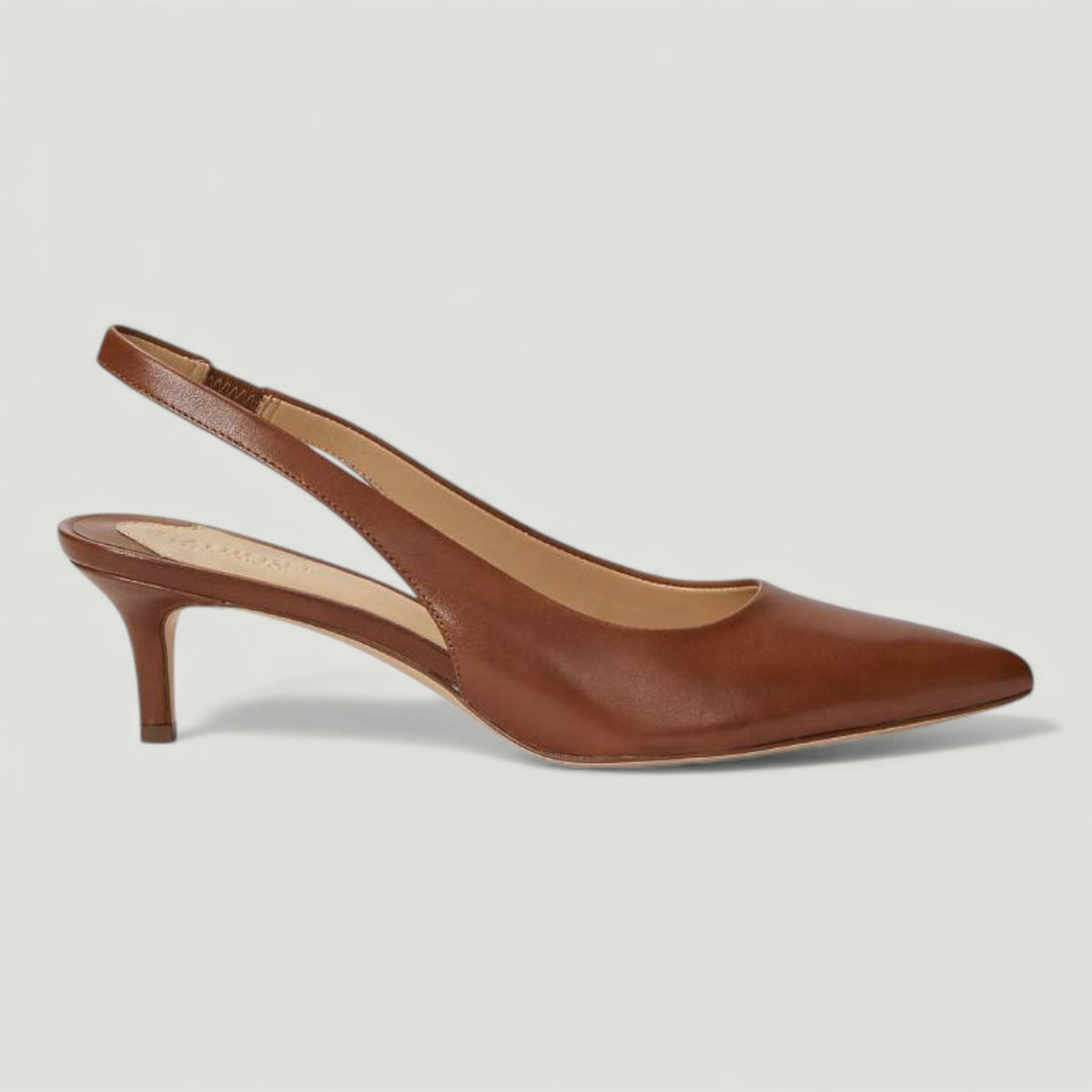 RALPH LAUREN DECOLLETE LOLAH IN PELLE BRUNITA DEEP SADDLE
