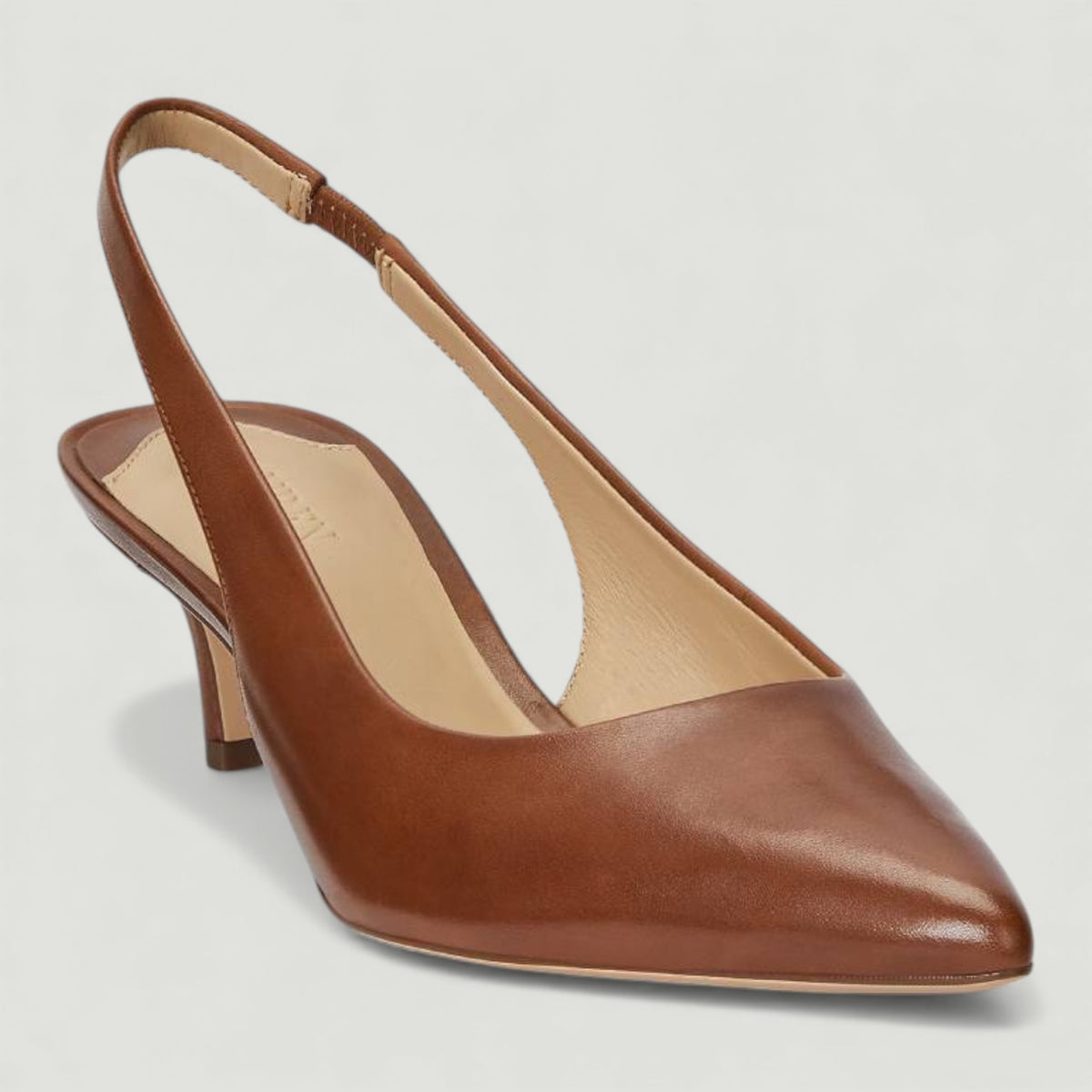 RALPH LAUREN DECOLLETE LOLAH IN PELLE BRUNITA DEEP SADDLE