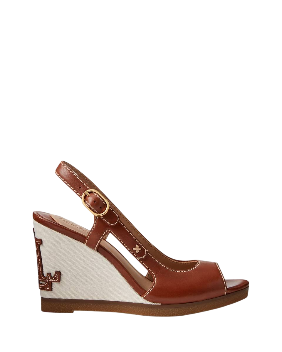 RALPH LAUREN SANDALI RONI IN PELLE BRUNITA DEEP SADDLE TAN