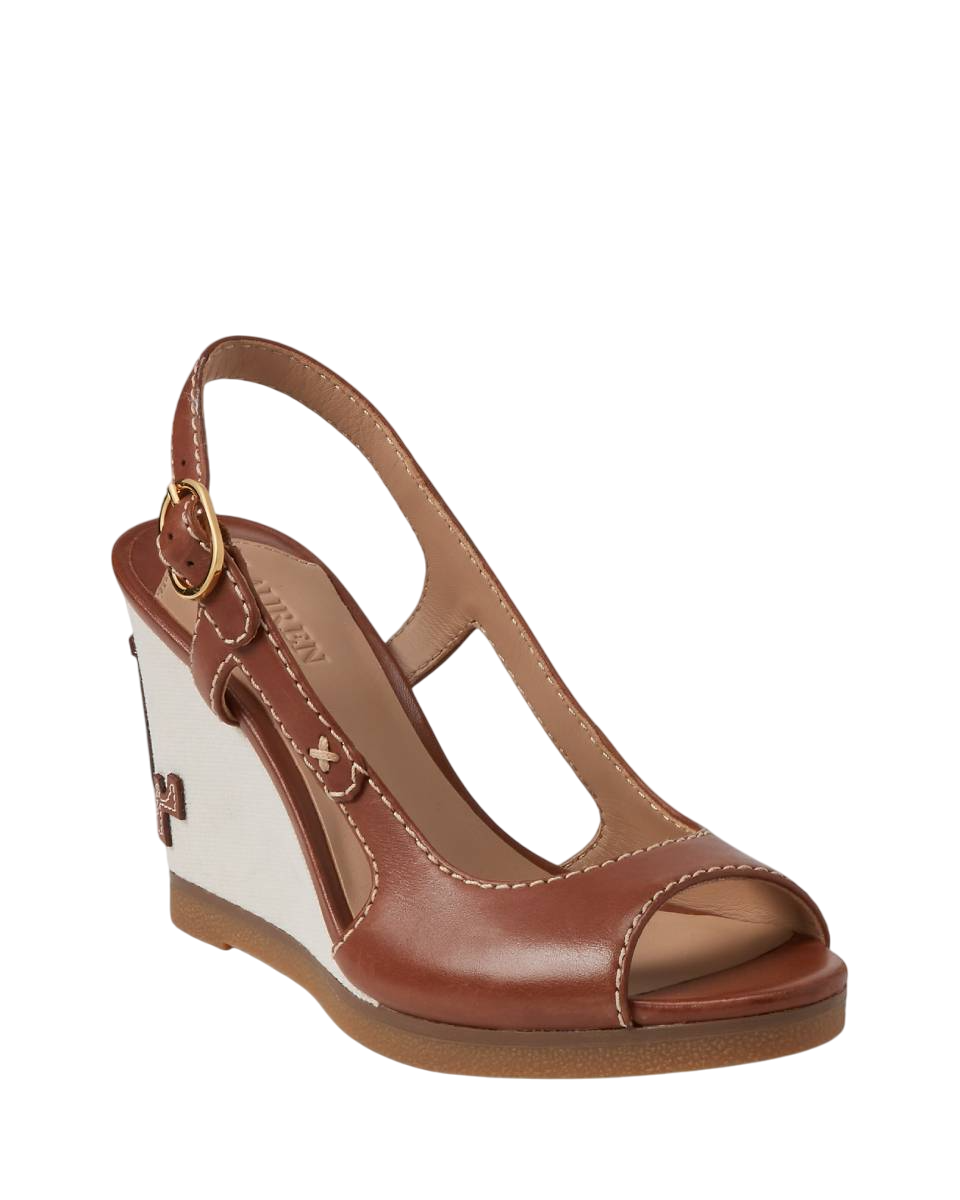 RALPH LAUREN SANDALI RONI IN PELLE BRUNITA DEEP SADDLE TAN