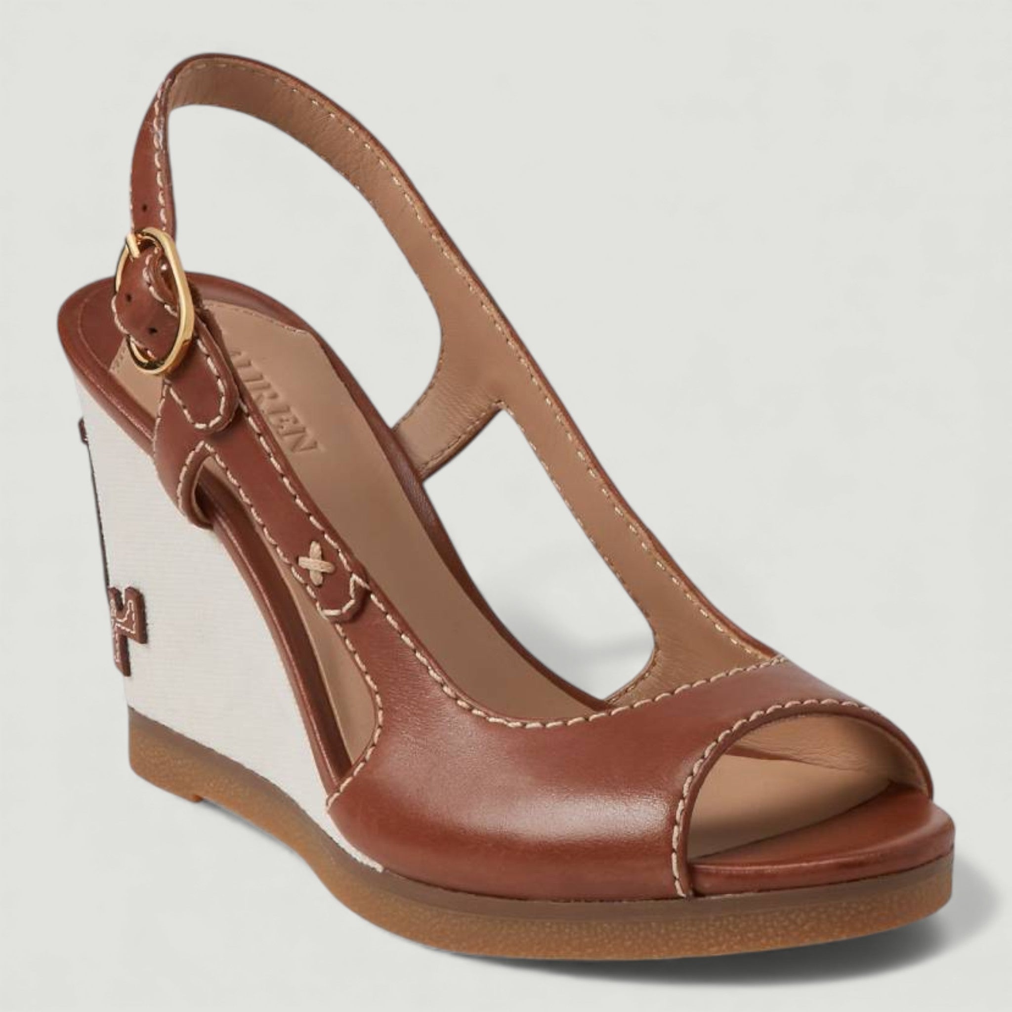 RALPH LAUREN SANDALI RONI IN PELLE BRUNITA DEEP SADDLE TAN