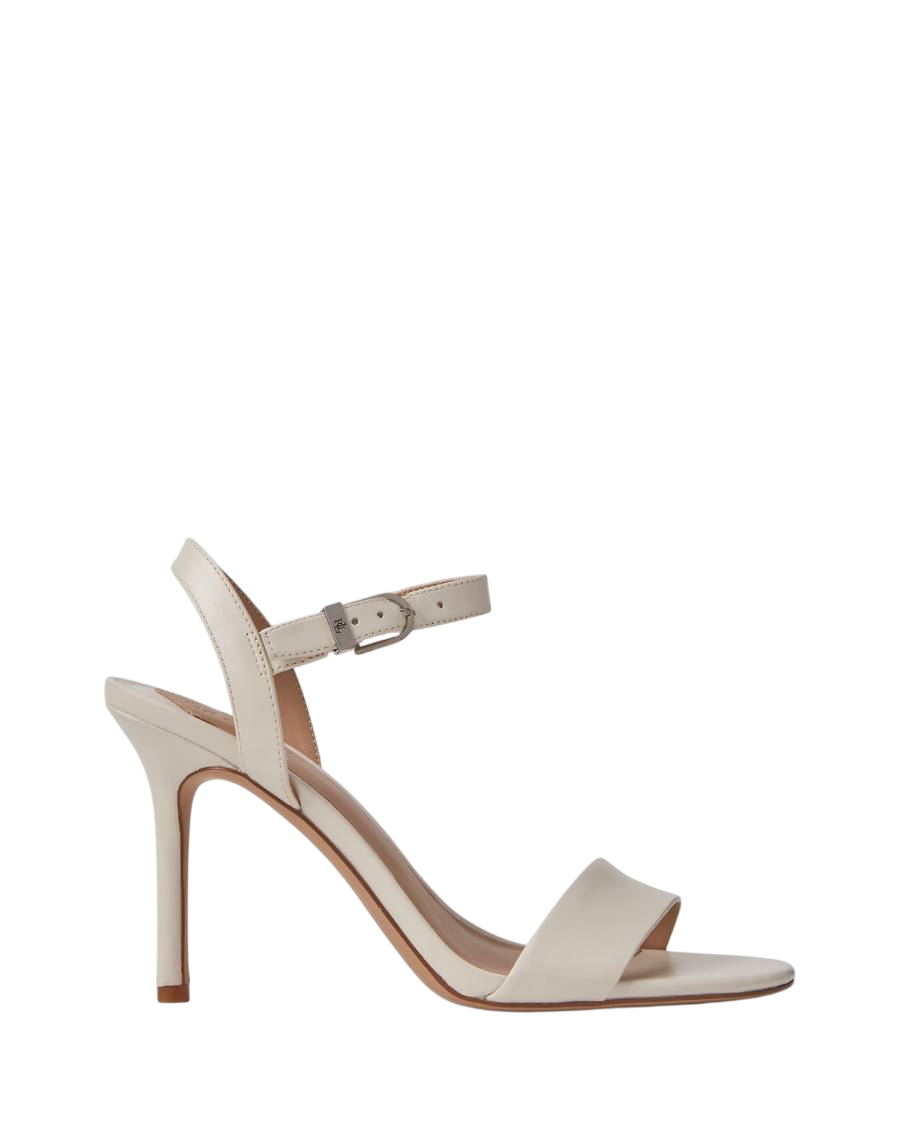 RALPH LAUREN SANDALI GWEN IN CUOIO NAPPA SOFT WHITE