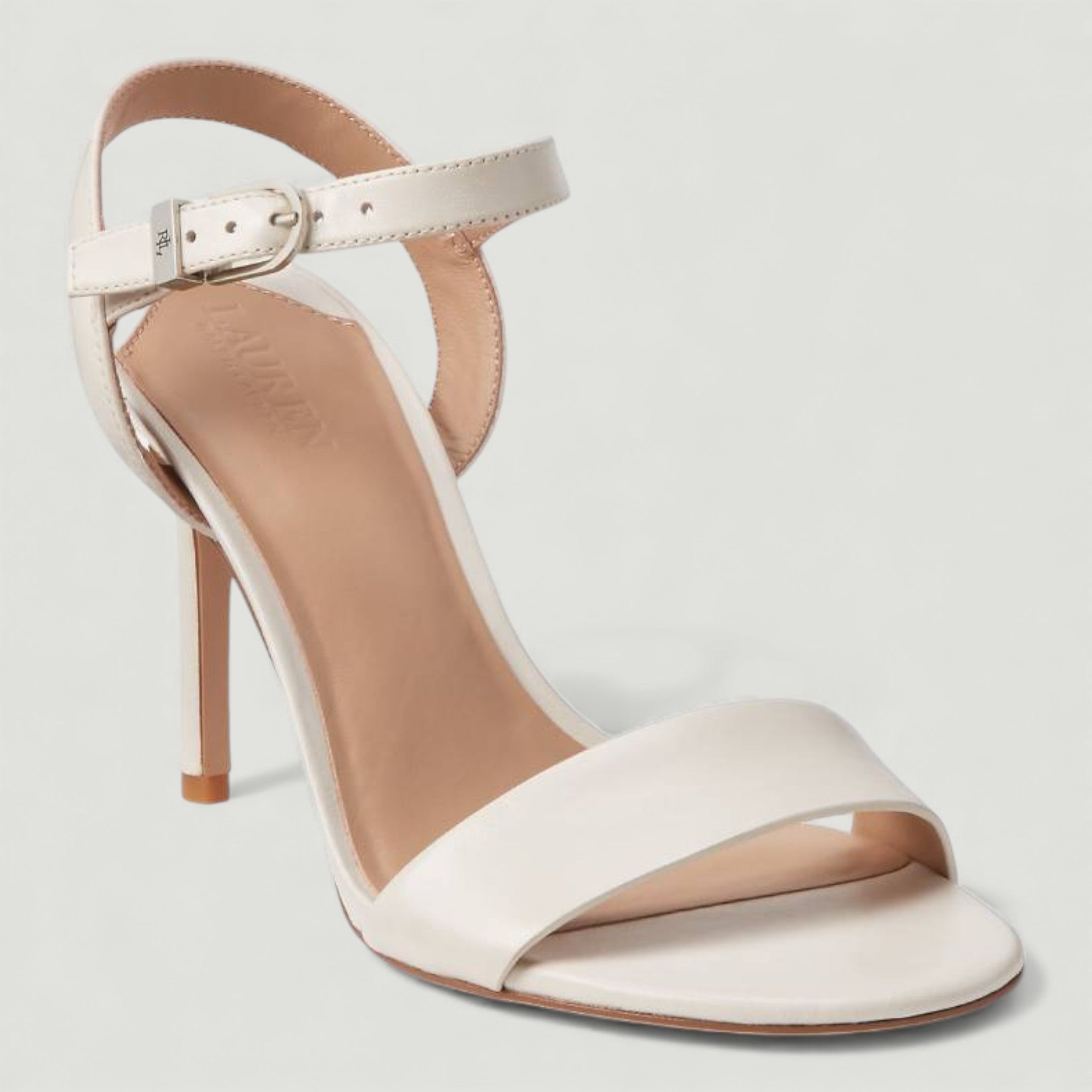 RALPH LAUREN SANDALI GWEN IN CUOIO NAPPA SOFT WHITE
