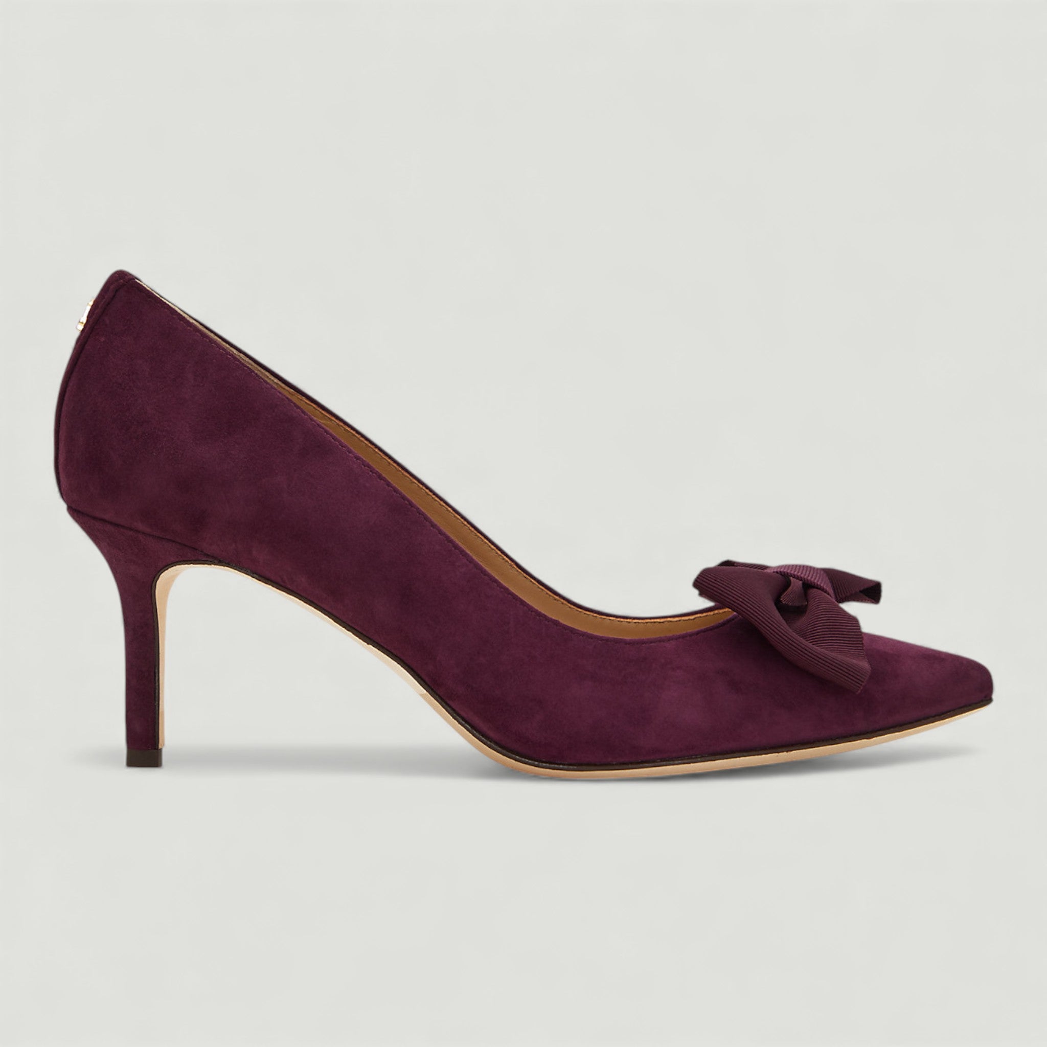 RALPH LAUREN DECOLLETE LANETTE IN CAMOSCIO CON FIOCCO PINOT NOIR VIOLA