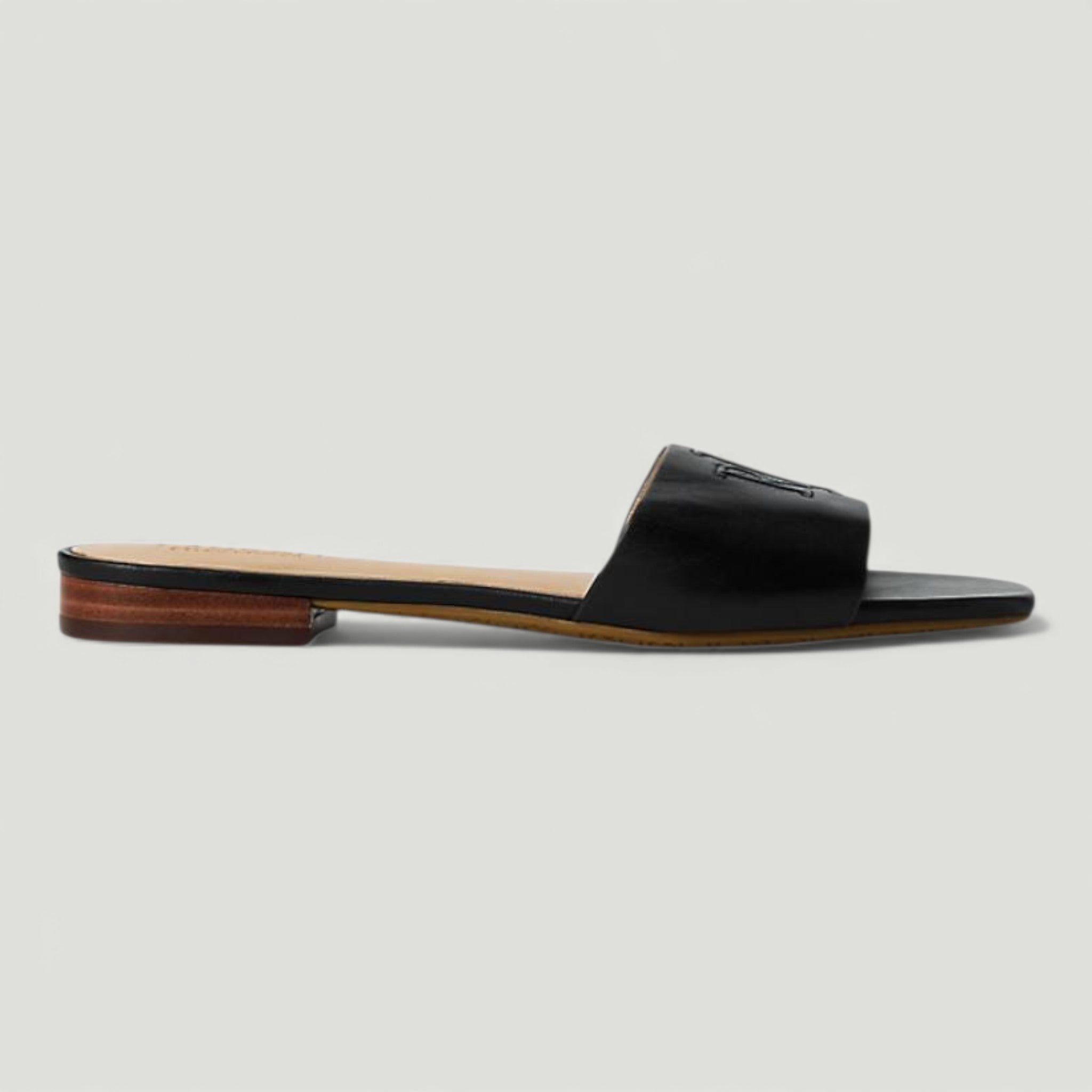 RALPH LAUREN CIABATTE EVERLEY IN VITELLO BLACK