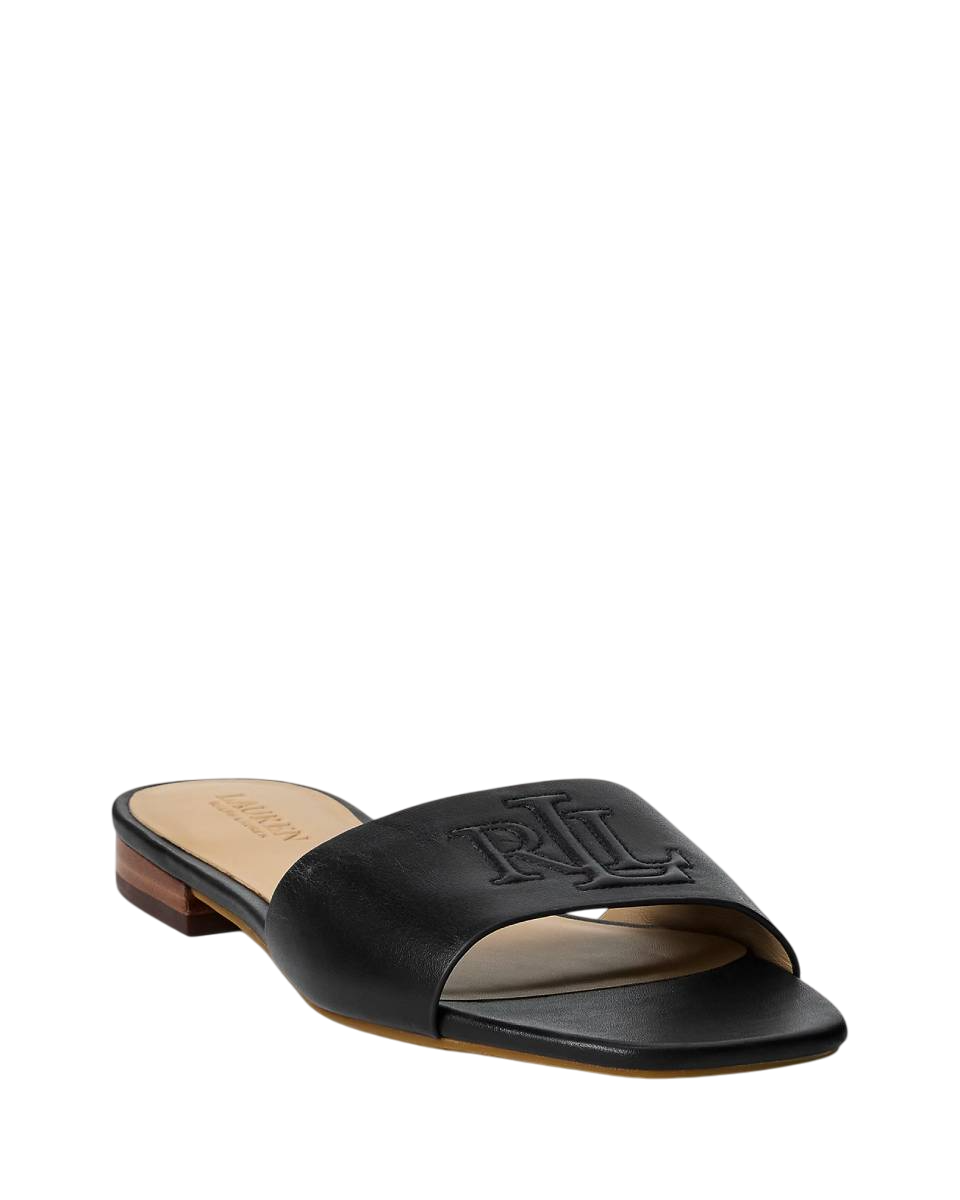 RALPH LAUREN CIABATTE EVERLEY IN VITELLO BLACK