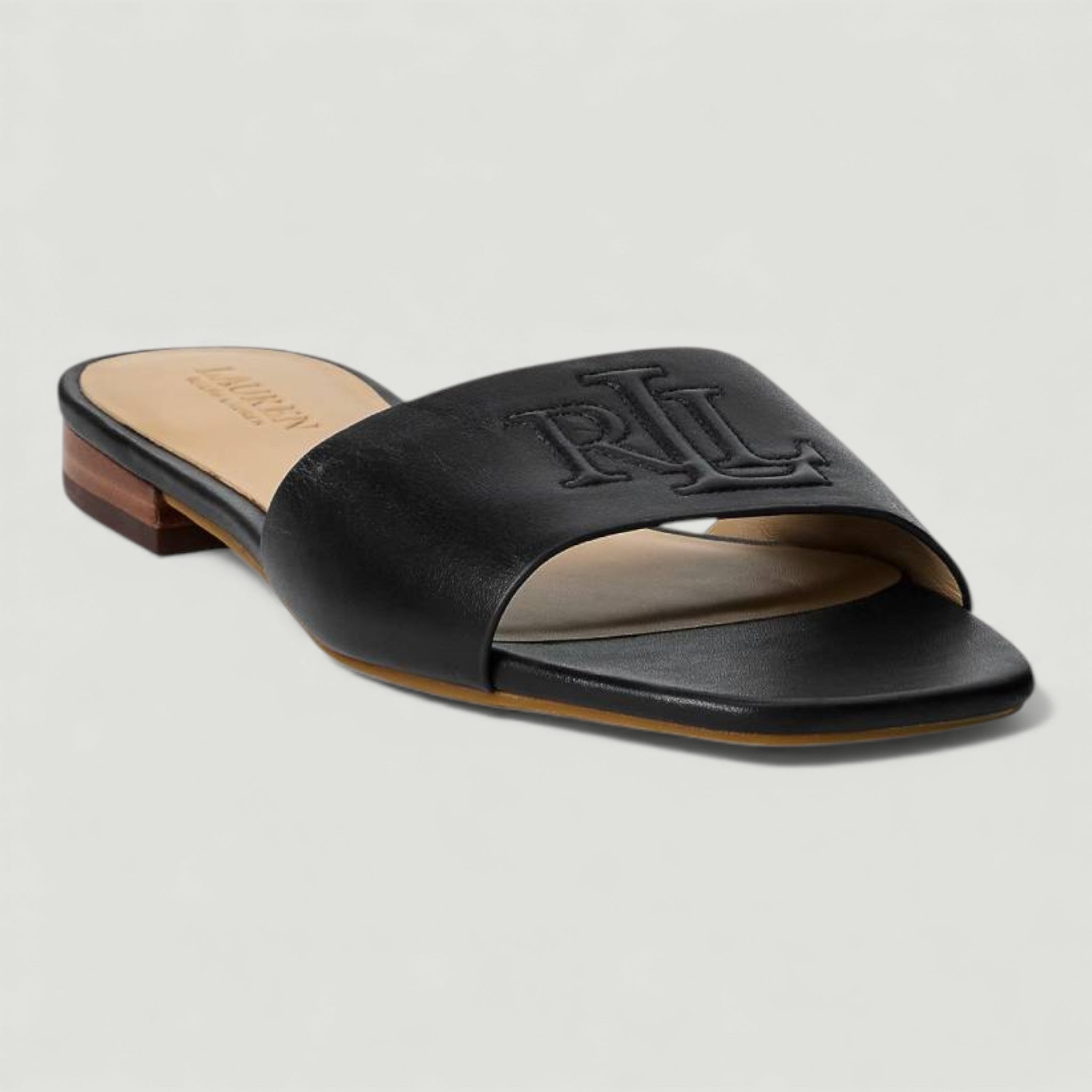 RALPH LAUREN CIABATTE EVERLEY IN VITELLO BLACK