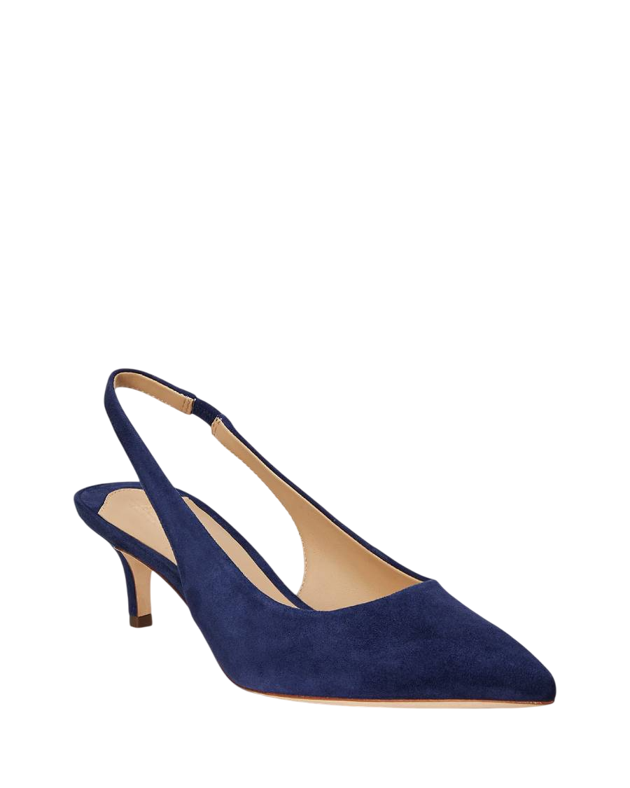 RALPH LAUREN DECOLLETE SLINGBACK LOLAH II IN CAMOSCIO REFINED NAVY