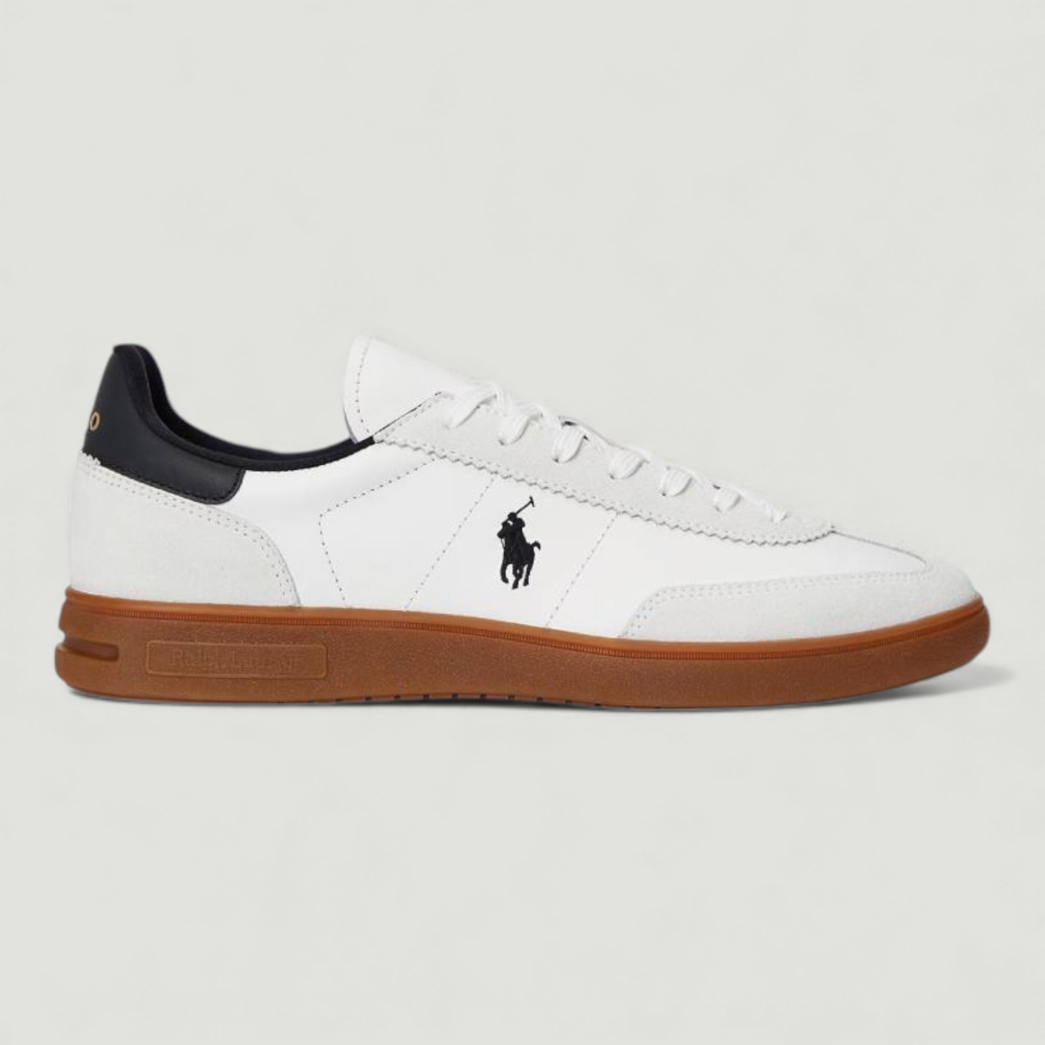 RALPH LAUREN SNEAKERS BEFORD IN PELLE E CAMOSCIO WHITE/BLACK UOMO