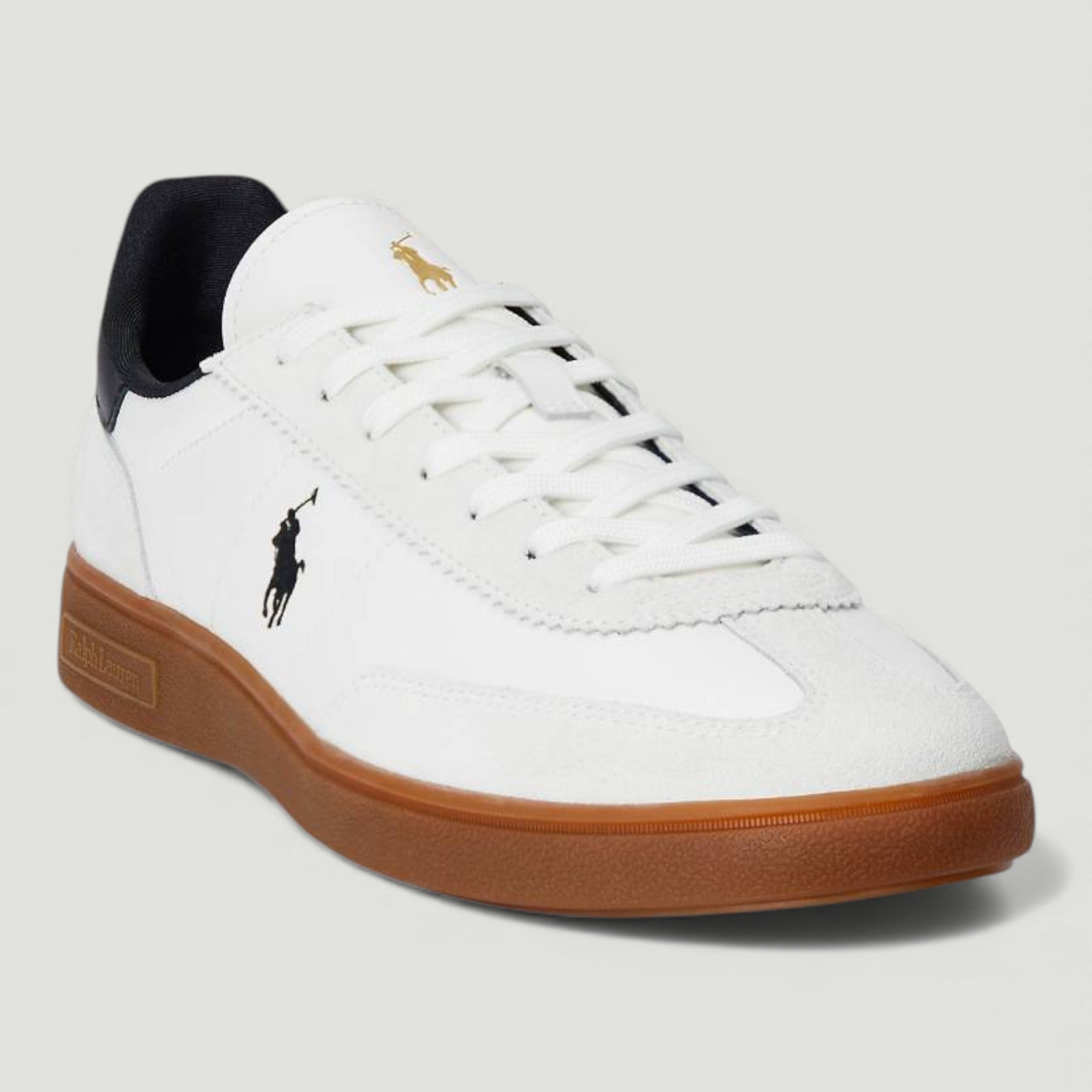 RALPH LAUREN SNEAKERS BEFORD IN PELLE E CAMOSCIO WHITE/BLACK UOMO