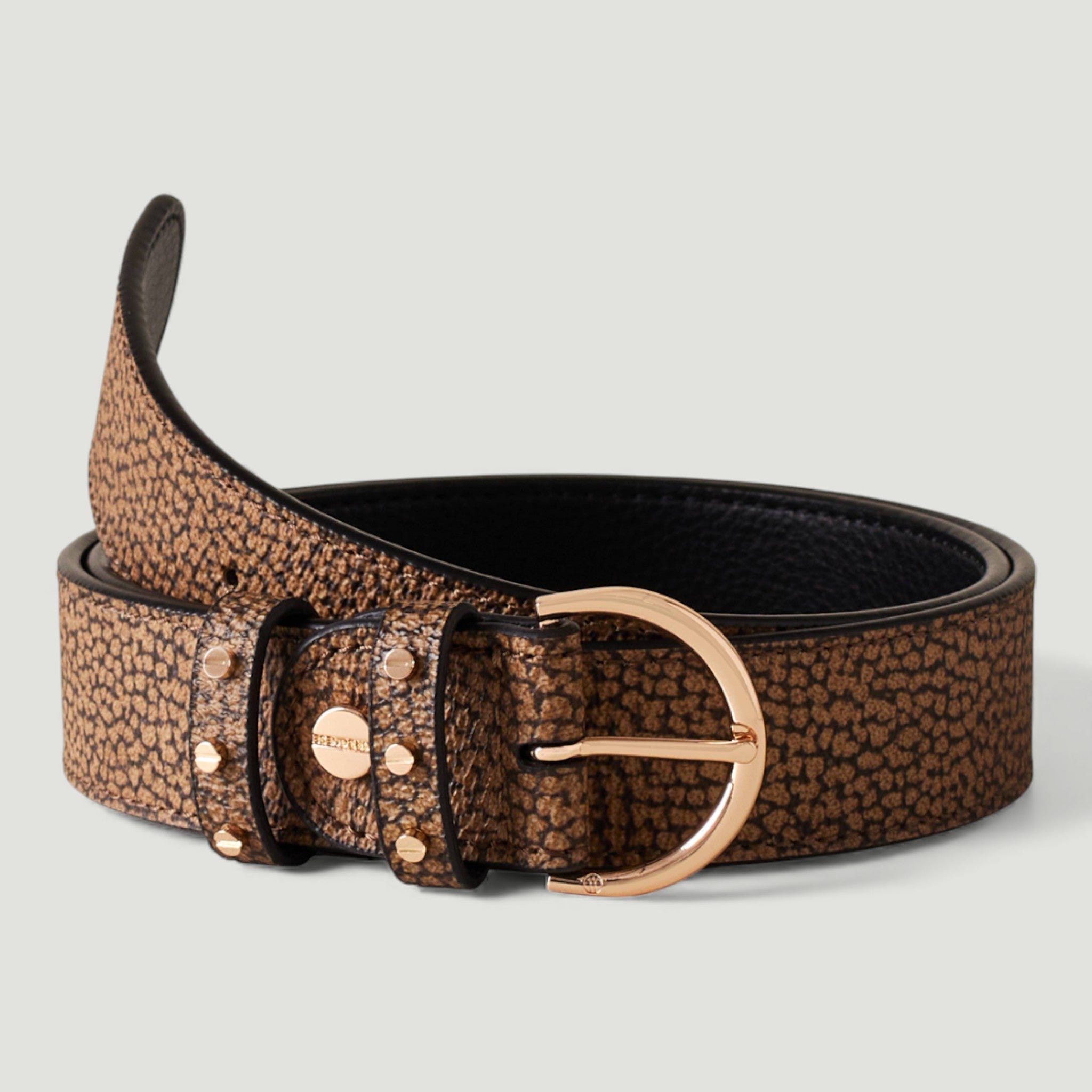 BORBONESE CINTURA REV.F. STONDATA OP NATURALE/NERO