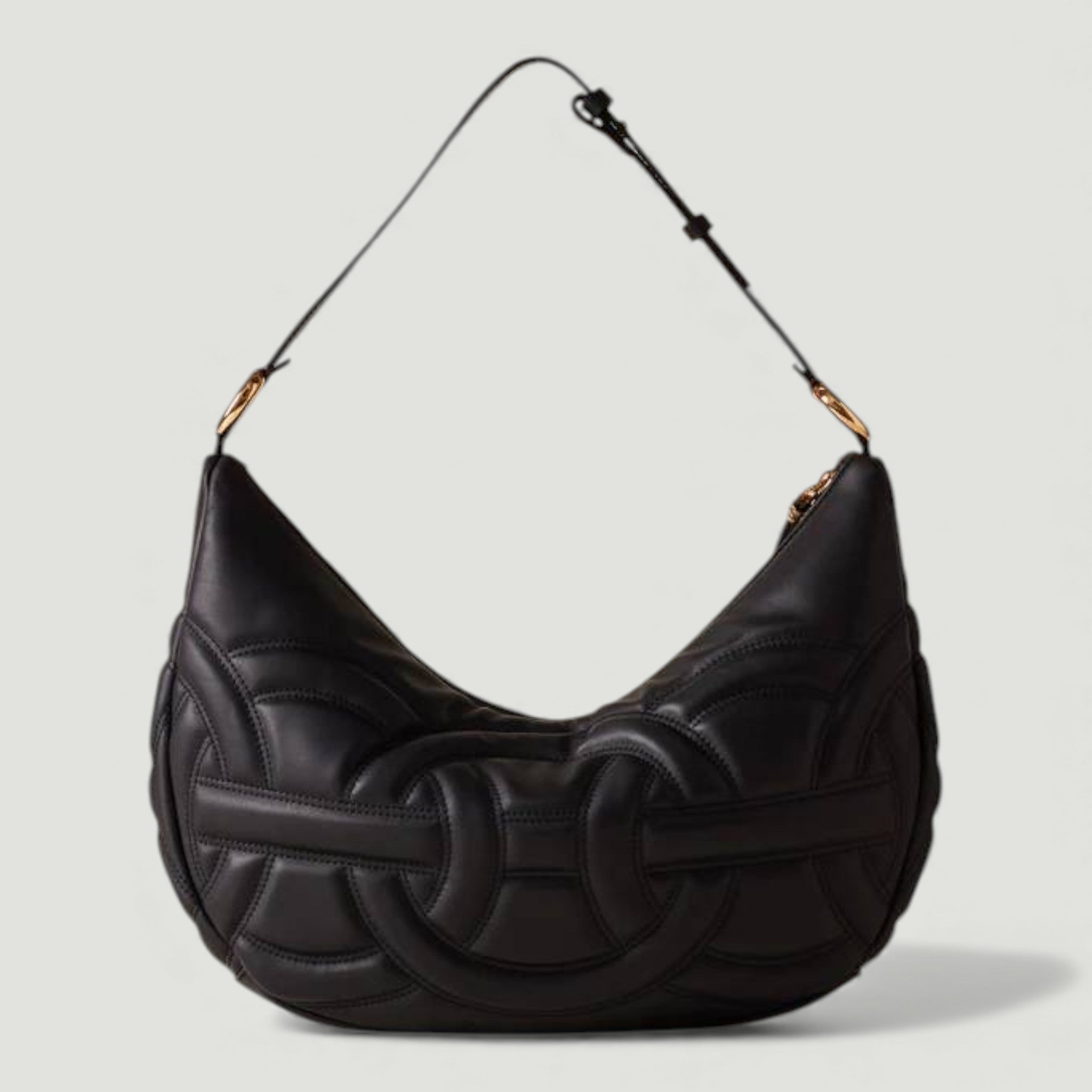 BORBONESE BORSA HOBO L NERO/OP NATURALE