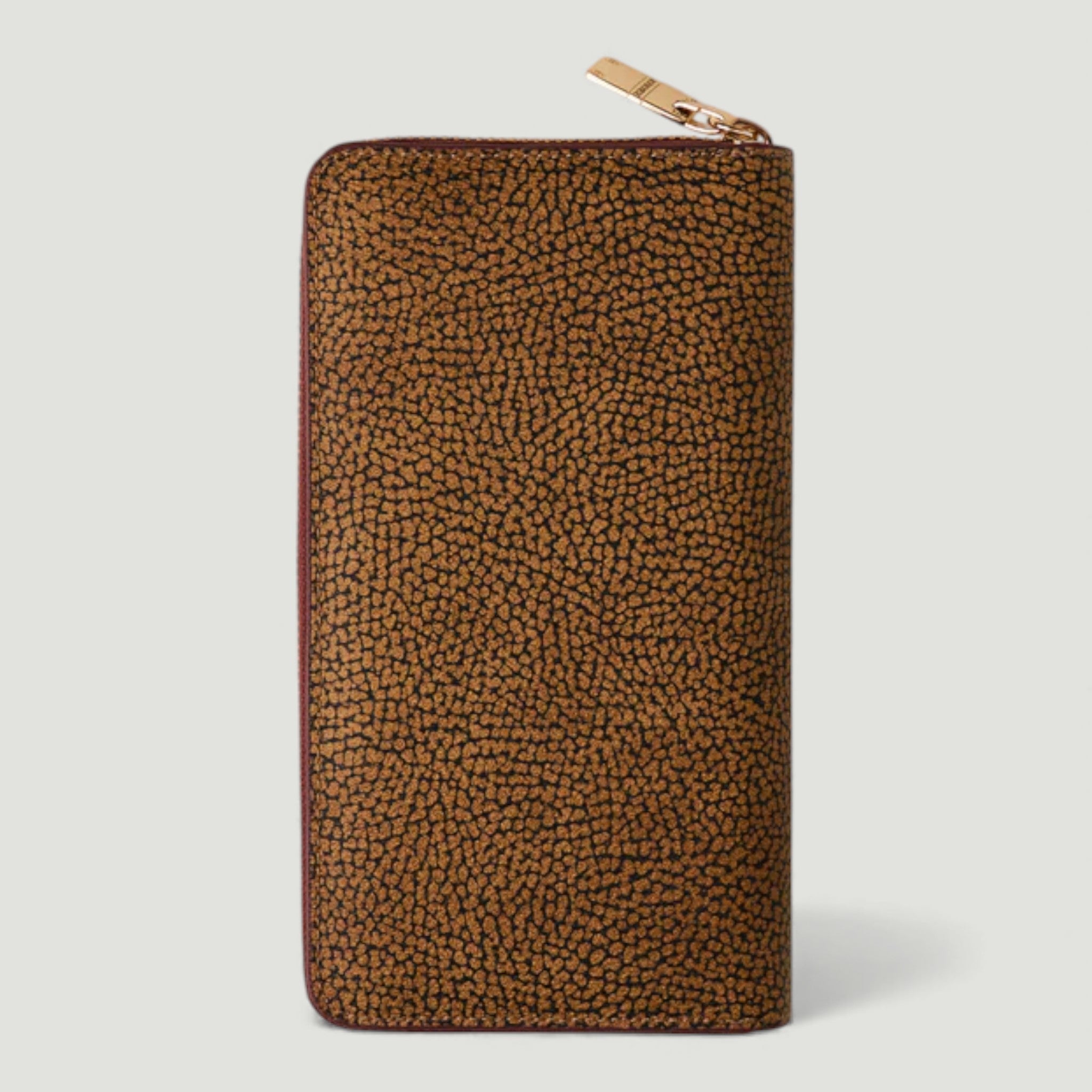 BORBONESE PORTAFOGLIO LARGE ZIP AROUND OP NATURALE/MERLOT