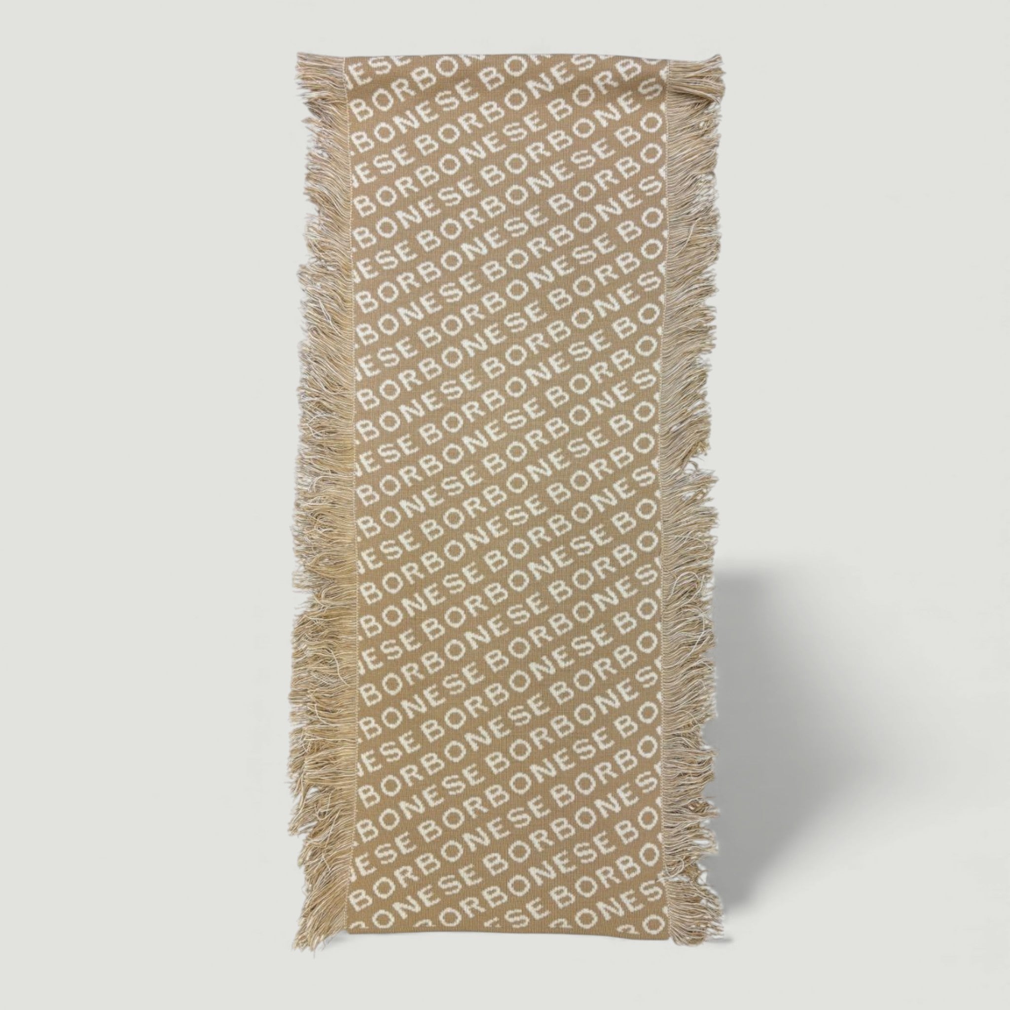 BORBONESE SCIARPA FRANGE 30X170 CAMMELLO/SABBIA