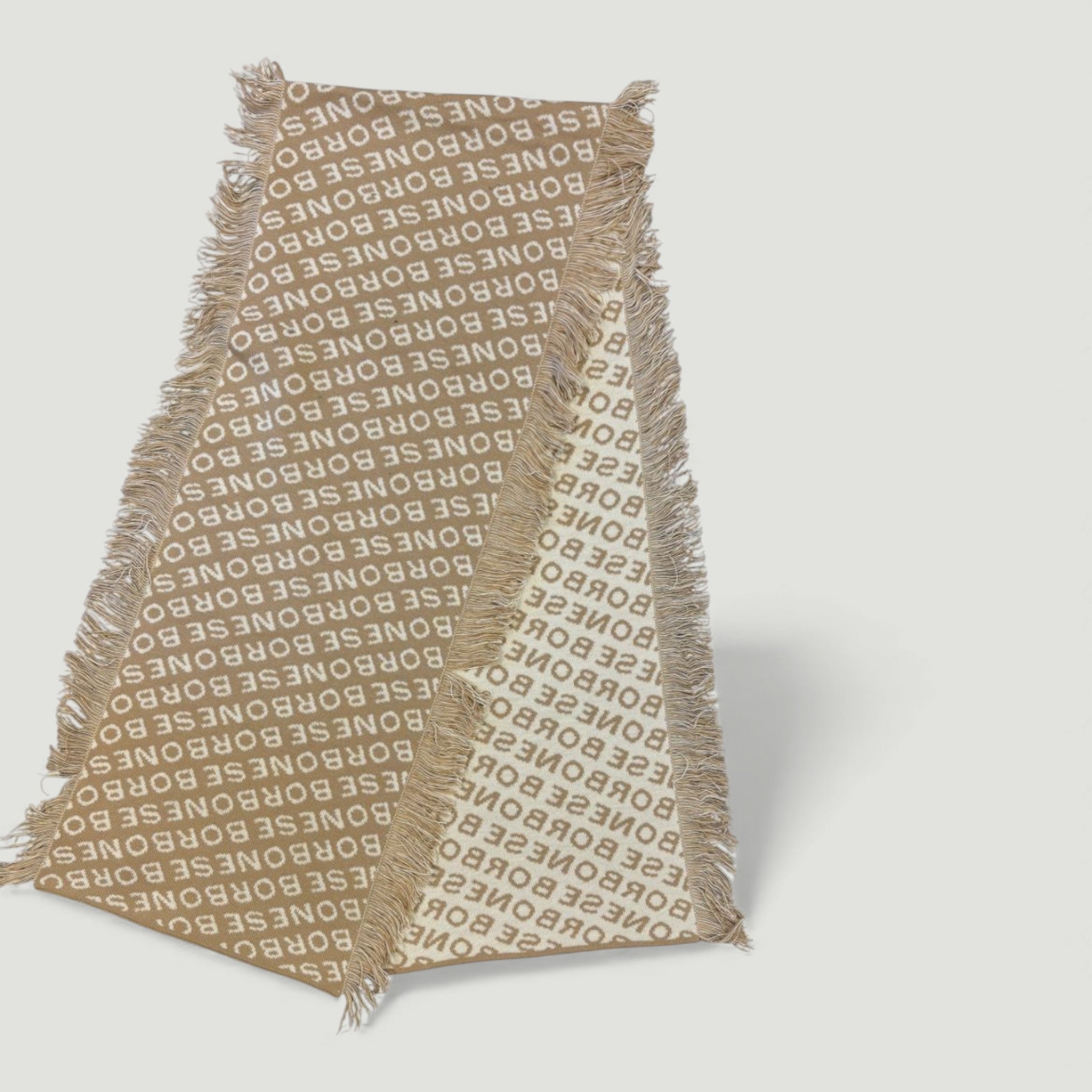 BORBONESE SCIARPA FRANGE 30X170 CAMMELLO/SABBIA