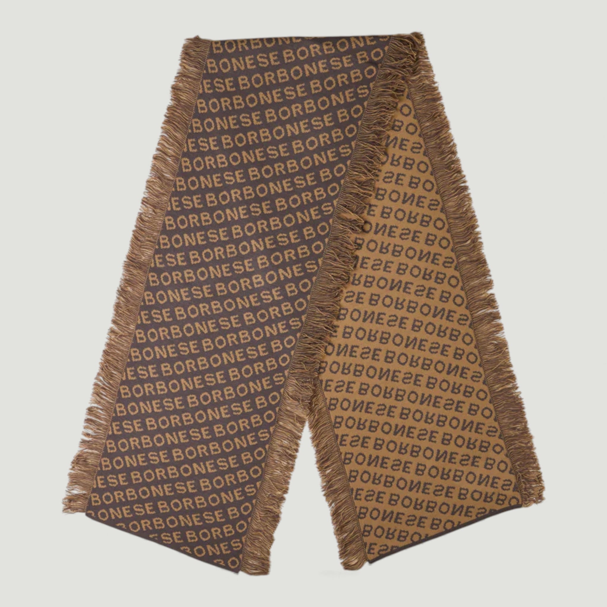 BORBONESE SCIARPA FRANGE 30X170 TORTORA/CAMMELLO