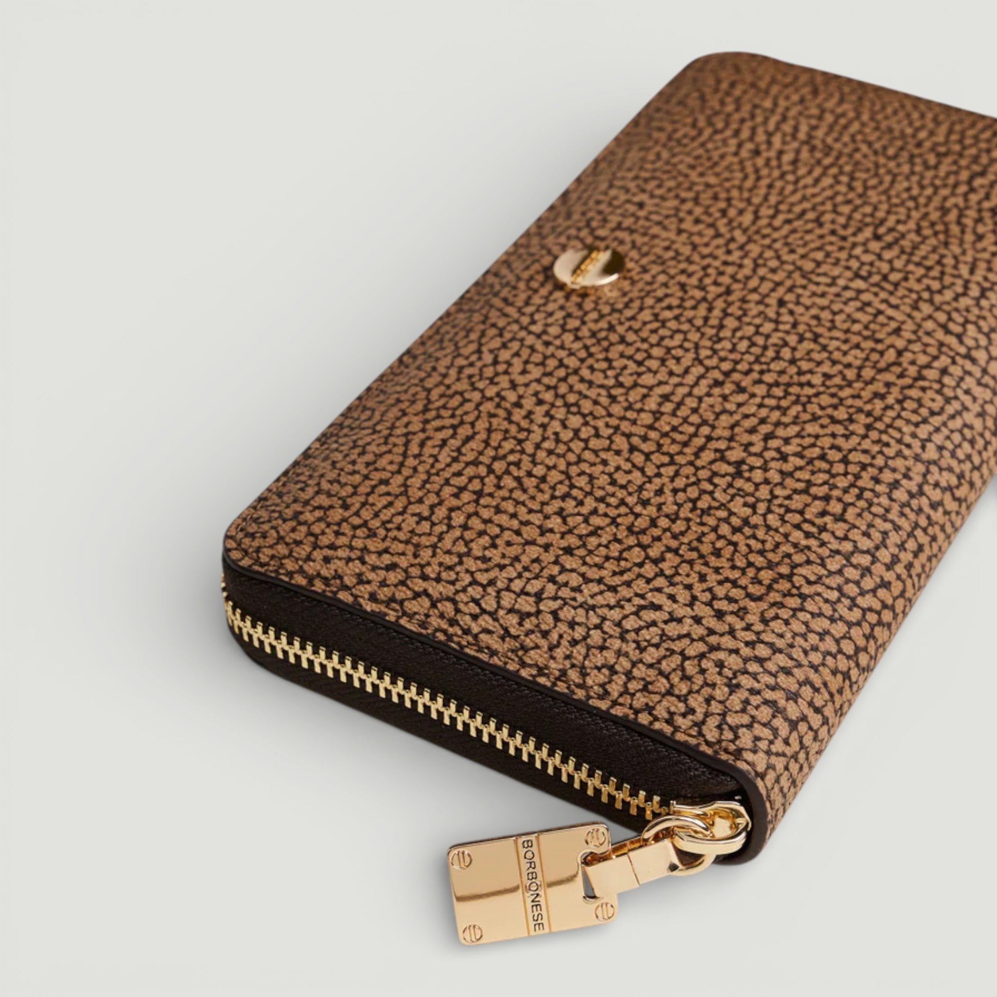 BORBONESE P. FOGLIO LARGE ZIP AROUND OP NATURALE/ NERO