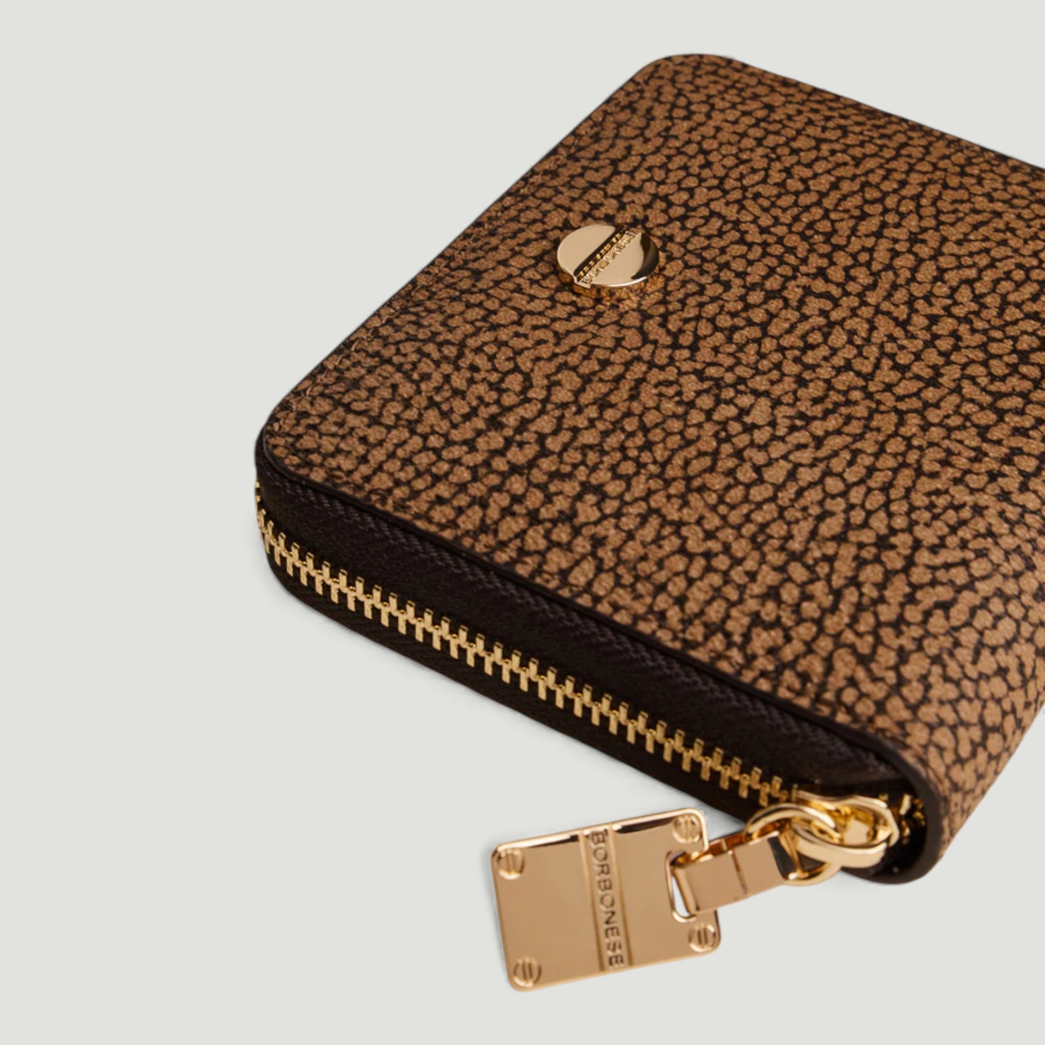 BORBONESE PORTAFOGLIO BORBONESE MEDIUM ZIP AROUND OP NATURALE NERO