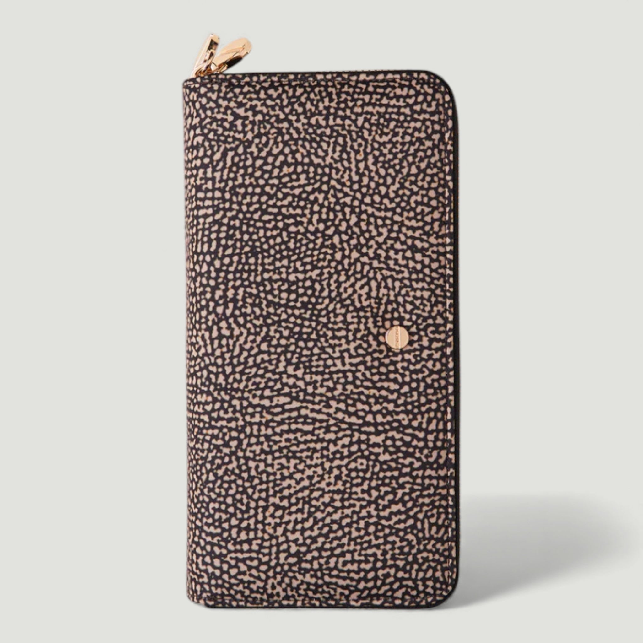 BORBONESE PORTAFOGLIO LARGE ZIP AROUND DOPPIO OP NATURALE/NERO