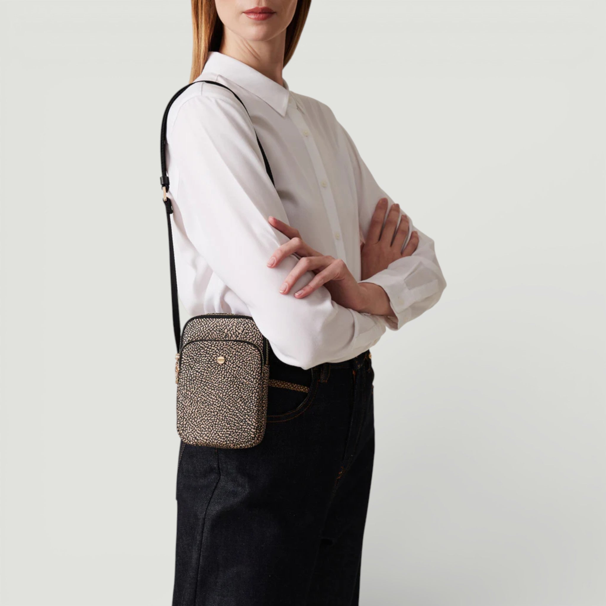 BORBONESE P. SMARTPHONE A TRACOLLA OP NATURALE/ NERO