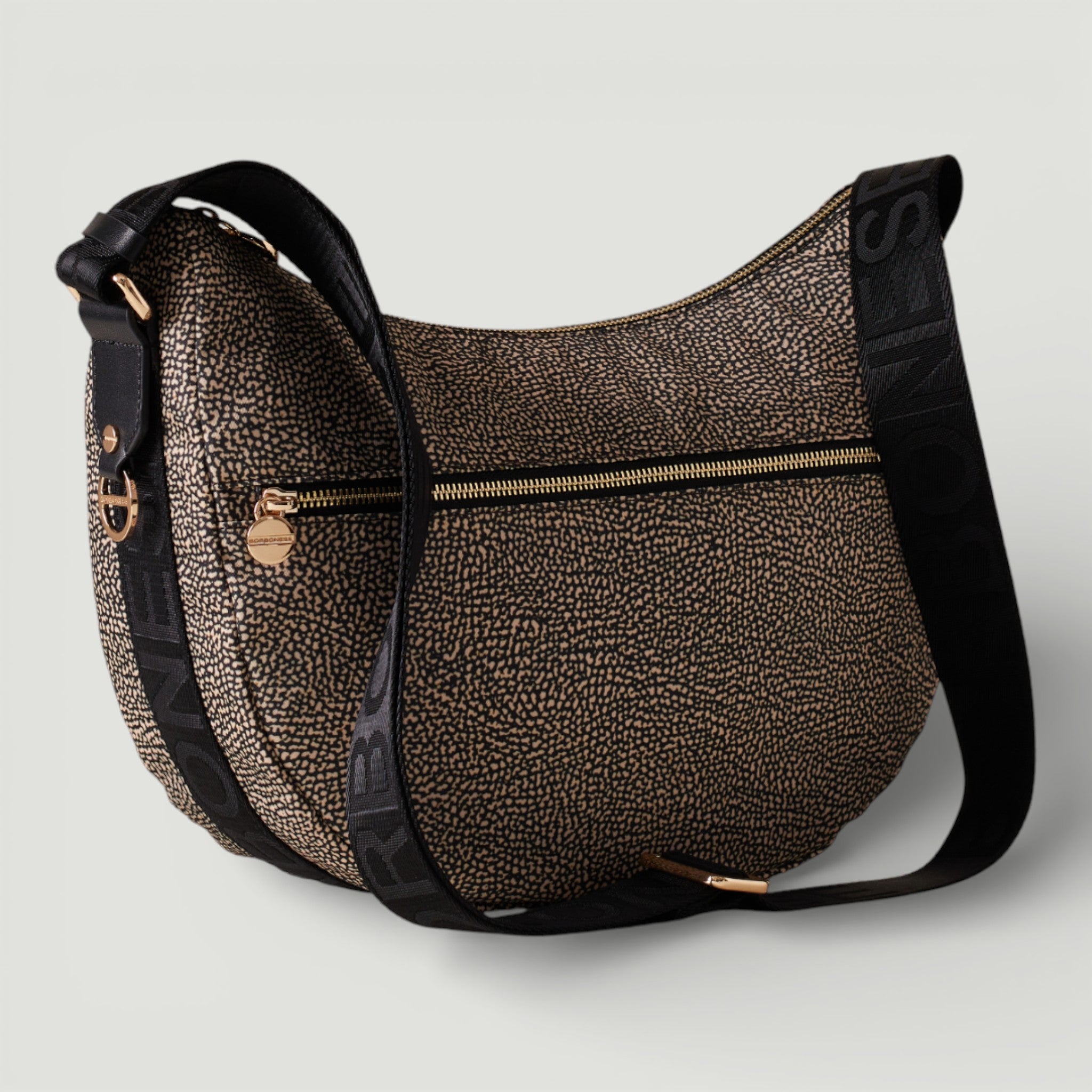 BORBONESE BORSA LUNA BAG MIDDLE OP NATURALE/NERO