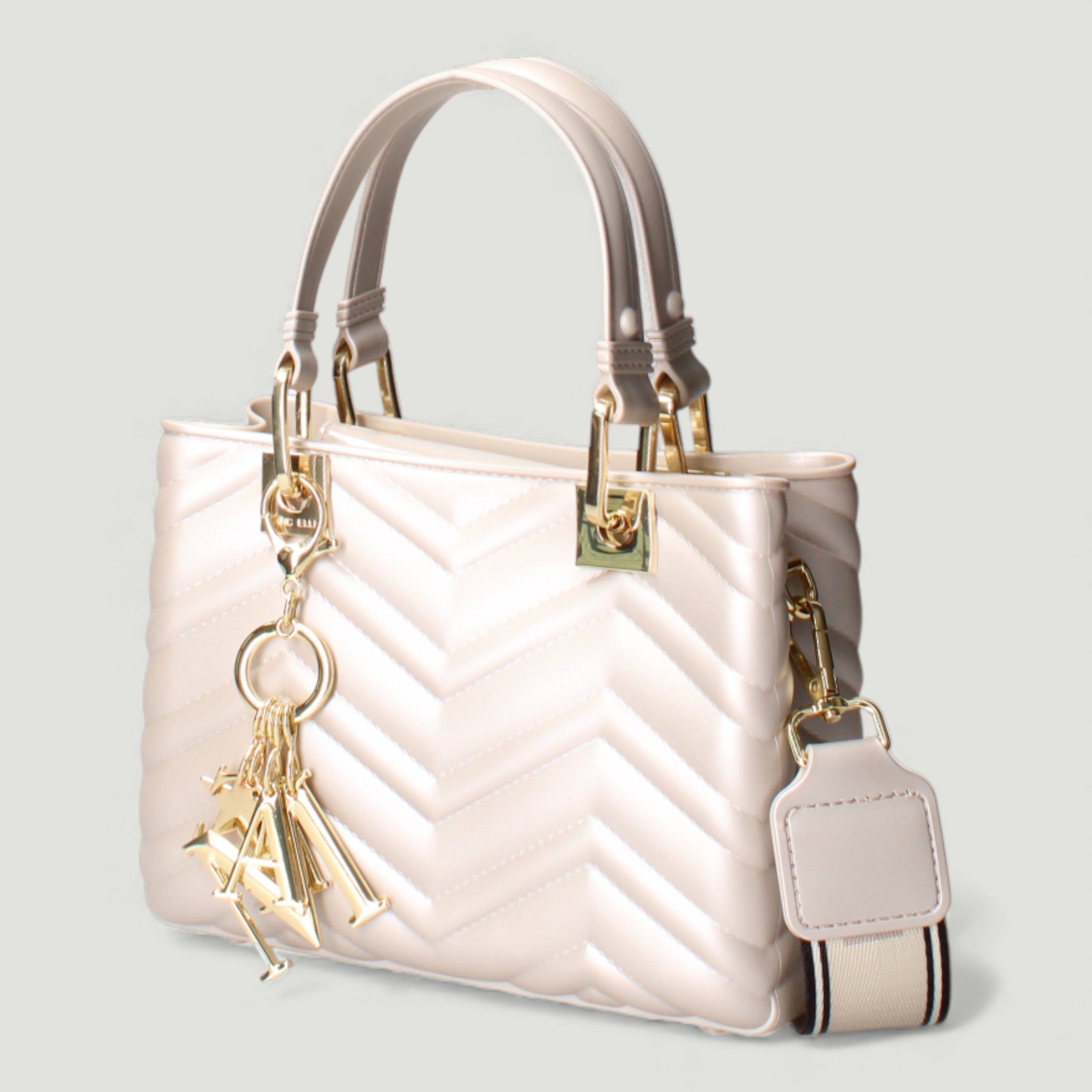 MARC ELLIS BORSA FLAT KRISSY S WEVE TAUPE/LIGHT GOLD