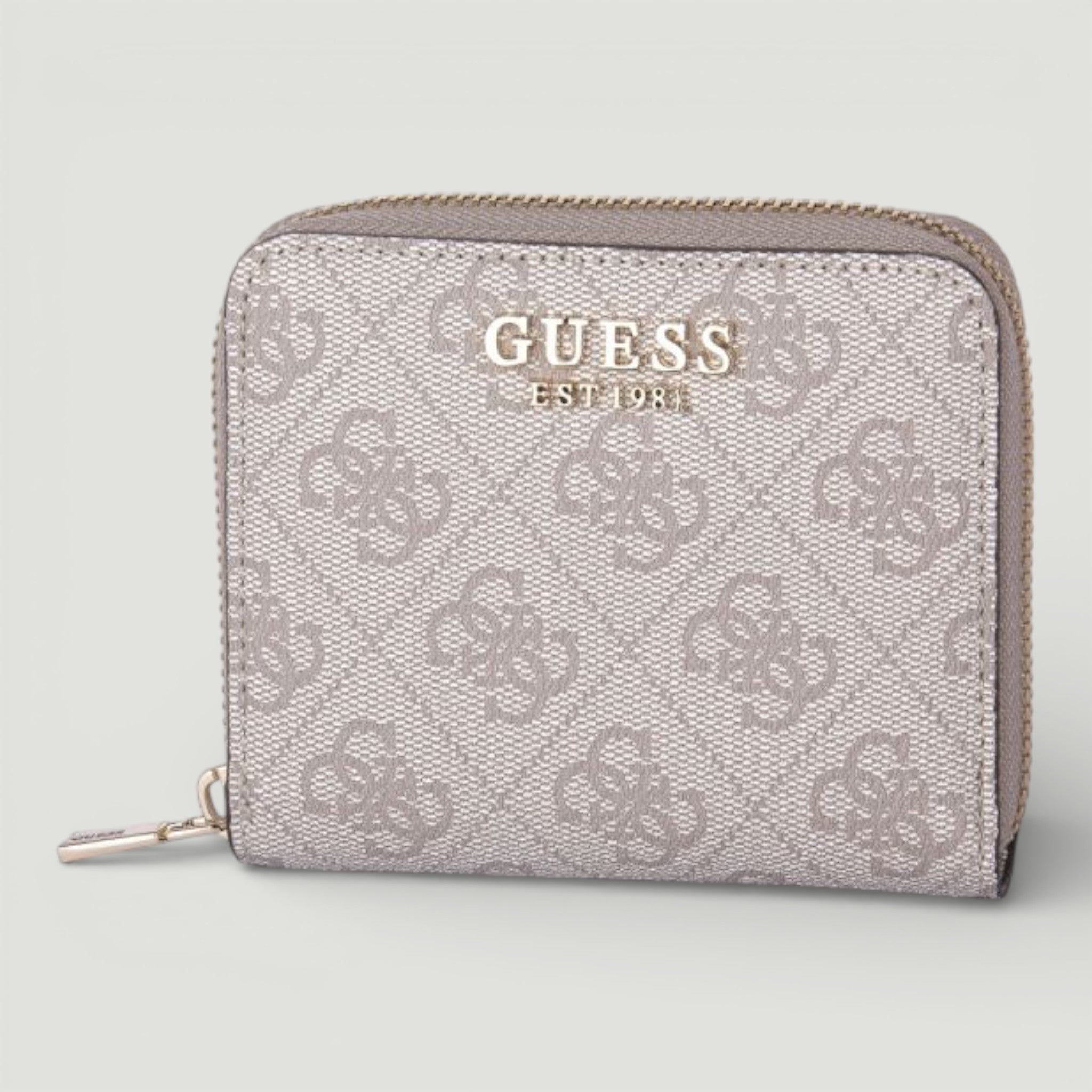 GUESS PORTAFOGLIO LAUREL II SLG SMALL ZIP AROUN DARK TAUPE LOGO