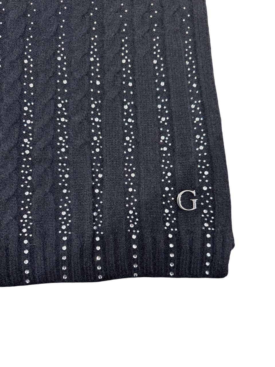 GUESS SCIARPA KNITTED SCARF 30X165 BLACK