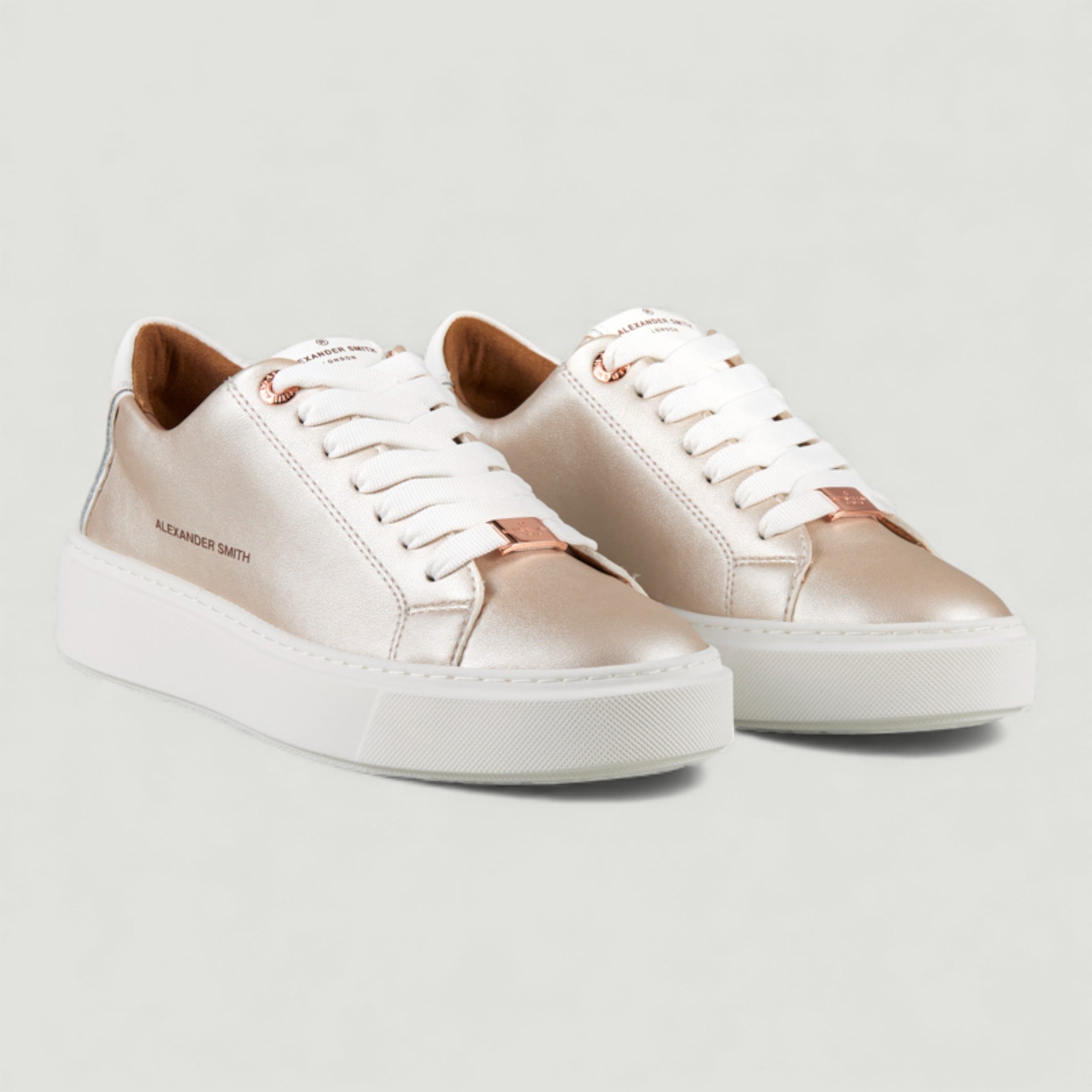 ALEXANDER SMITH SNEAKERS LONDON WOMAN PLATINUM WHITE BEIGE CHIARO