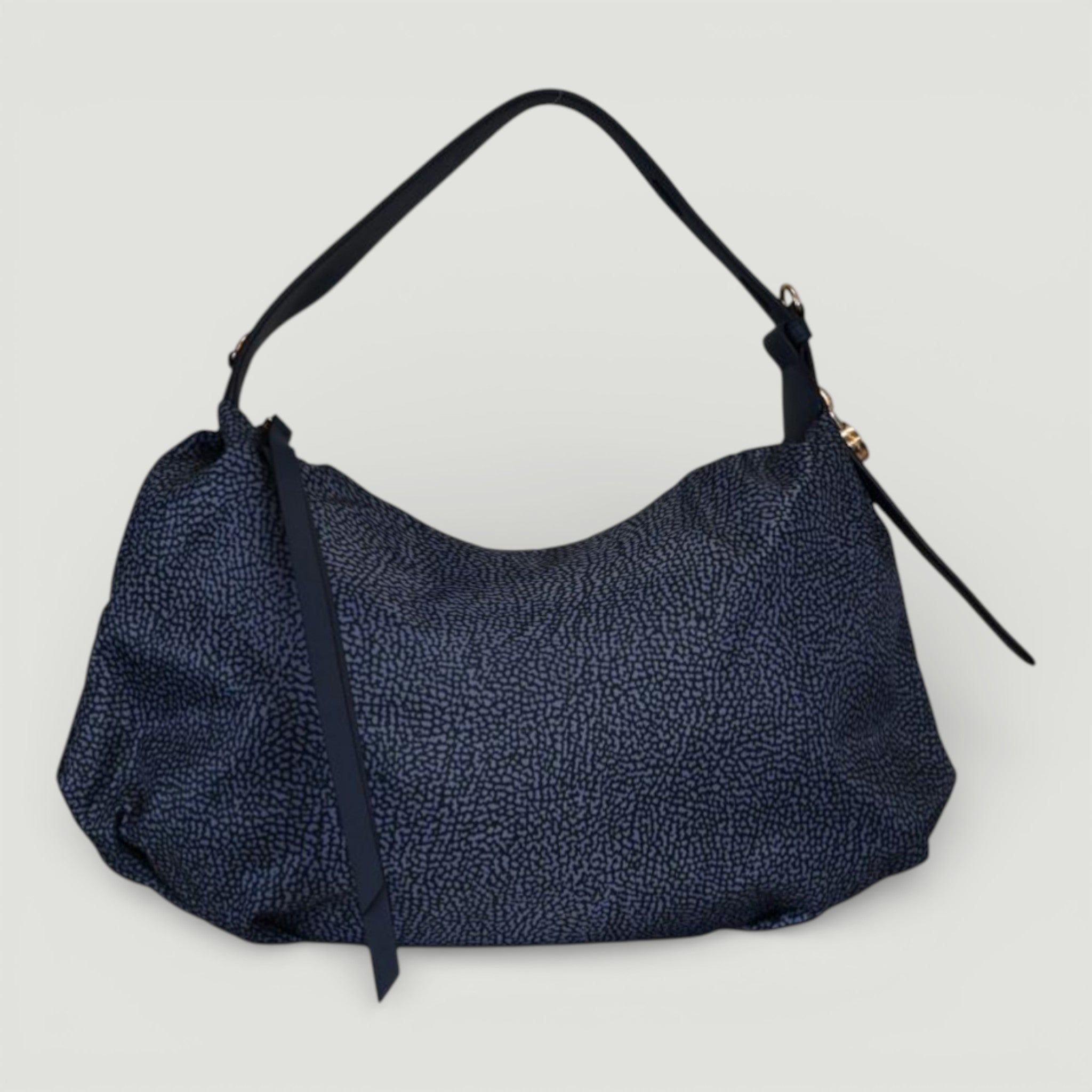 BORBONESE BORSA HOBO M. BLU LAPIS