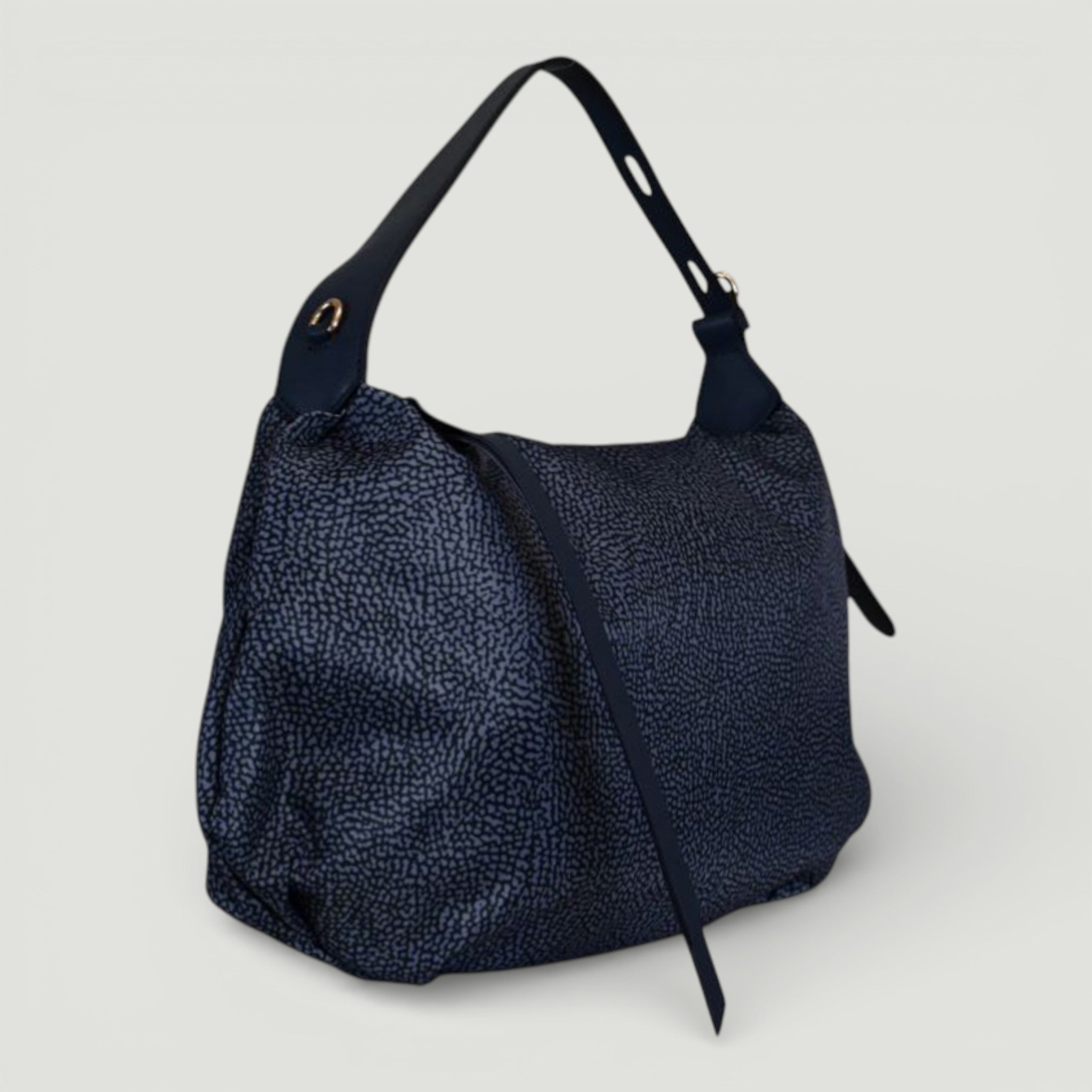 BORBONESE BORSA HOBO M. BLU LAPIS