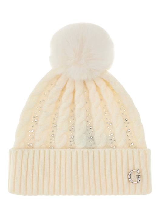 GUESS CAPPELLO KNITTED BEANIE WITHE
