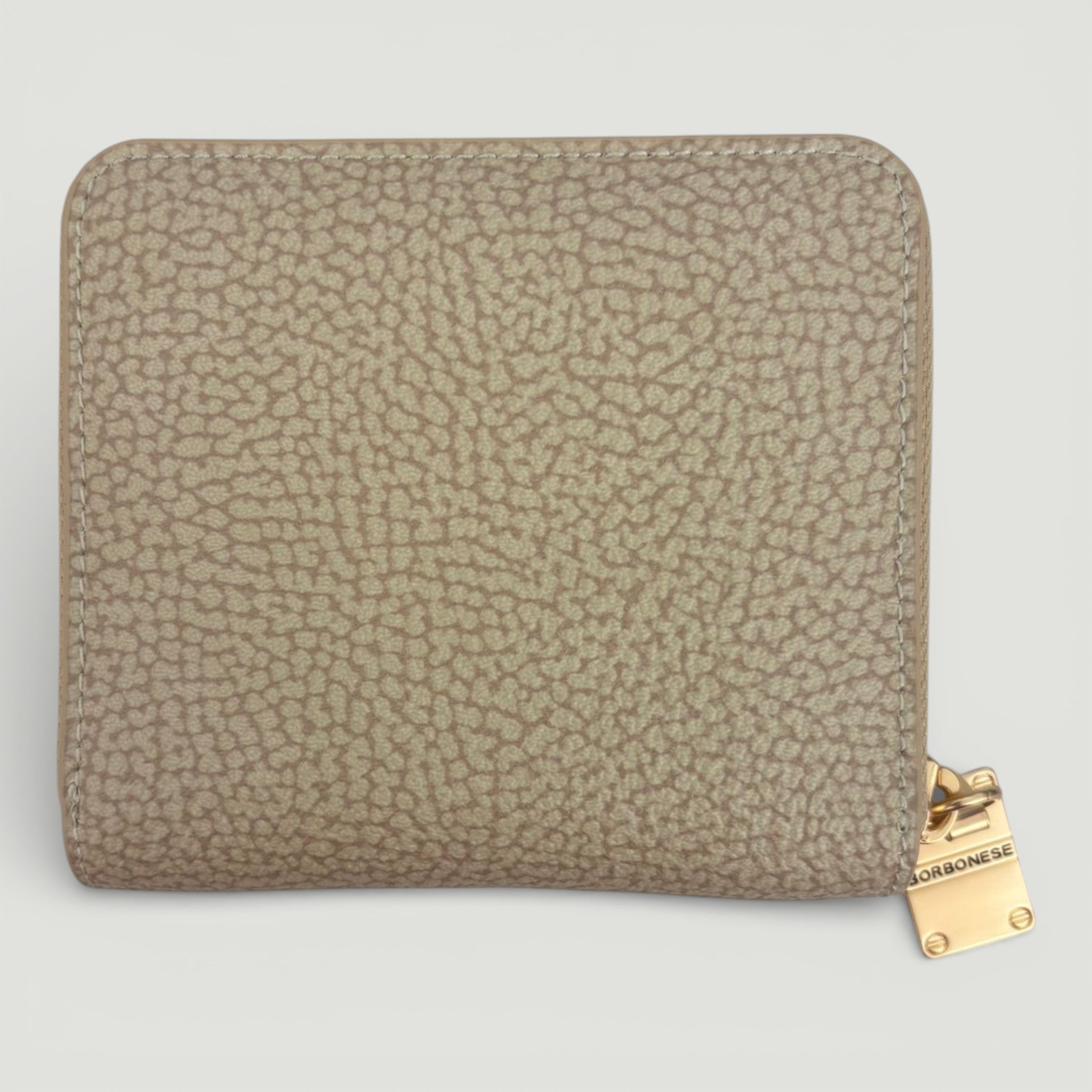 BORBONESE P. FOGLIO SMALL ZIP AROUND SABBIA