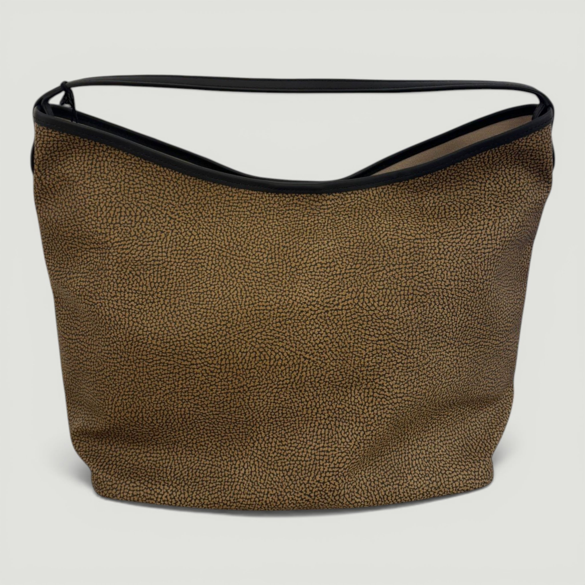 BORBONESE BORSA HOBO M. OP NATURALE/NERO