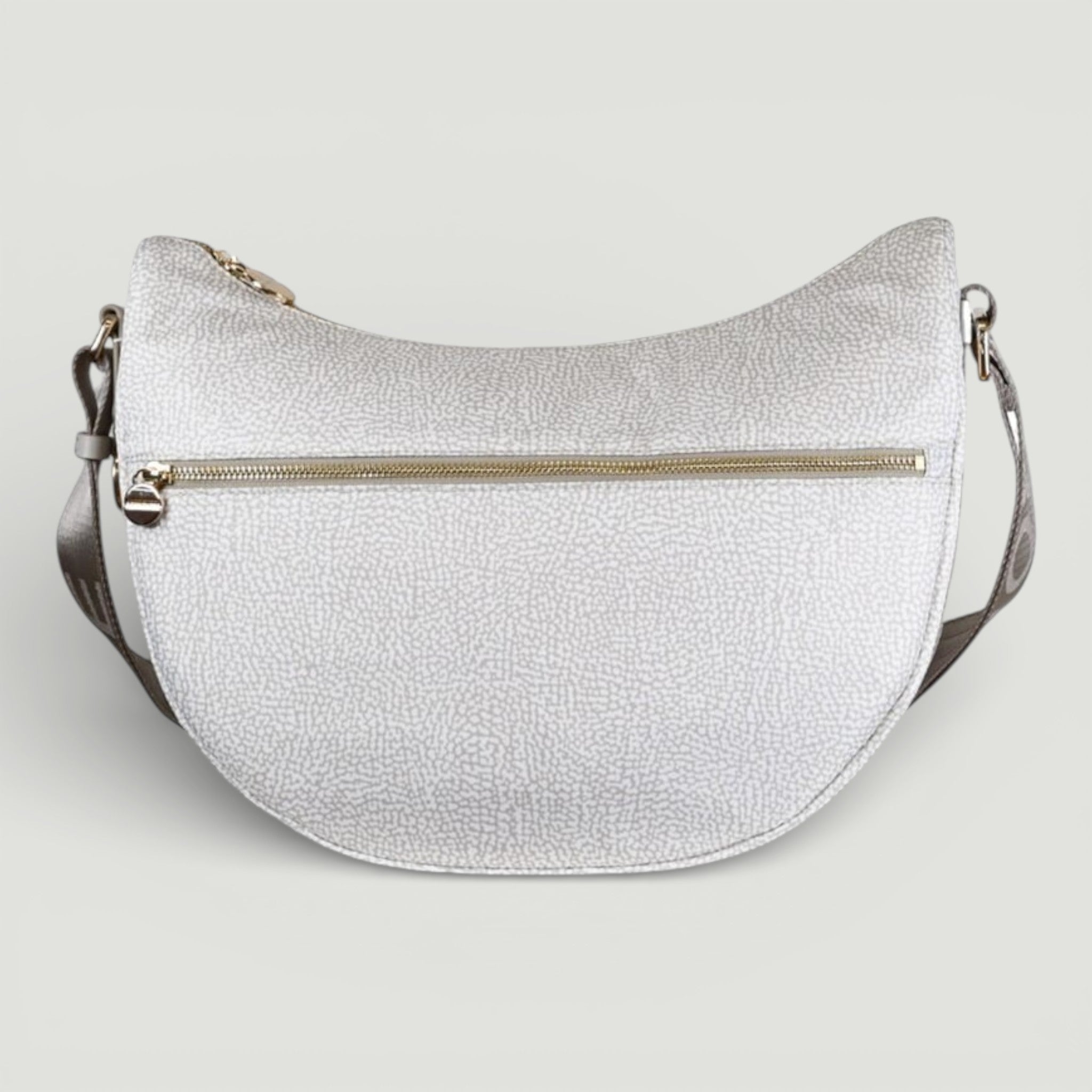 BORBONESE BORSA LUNA BAG MIDDLE WHITE COTTON
