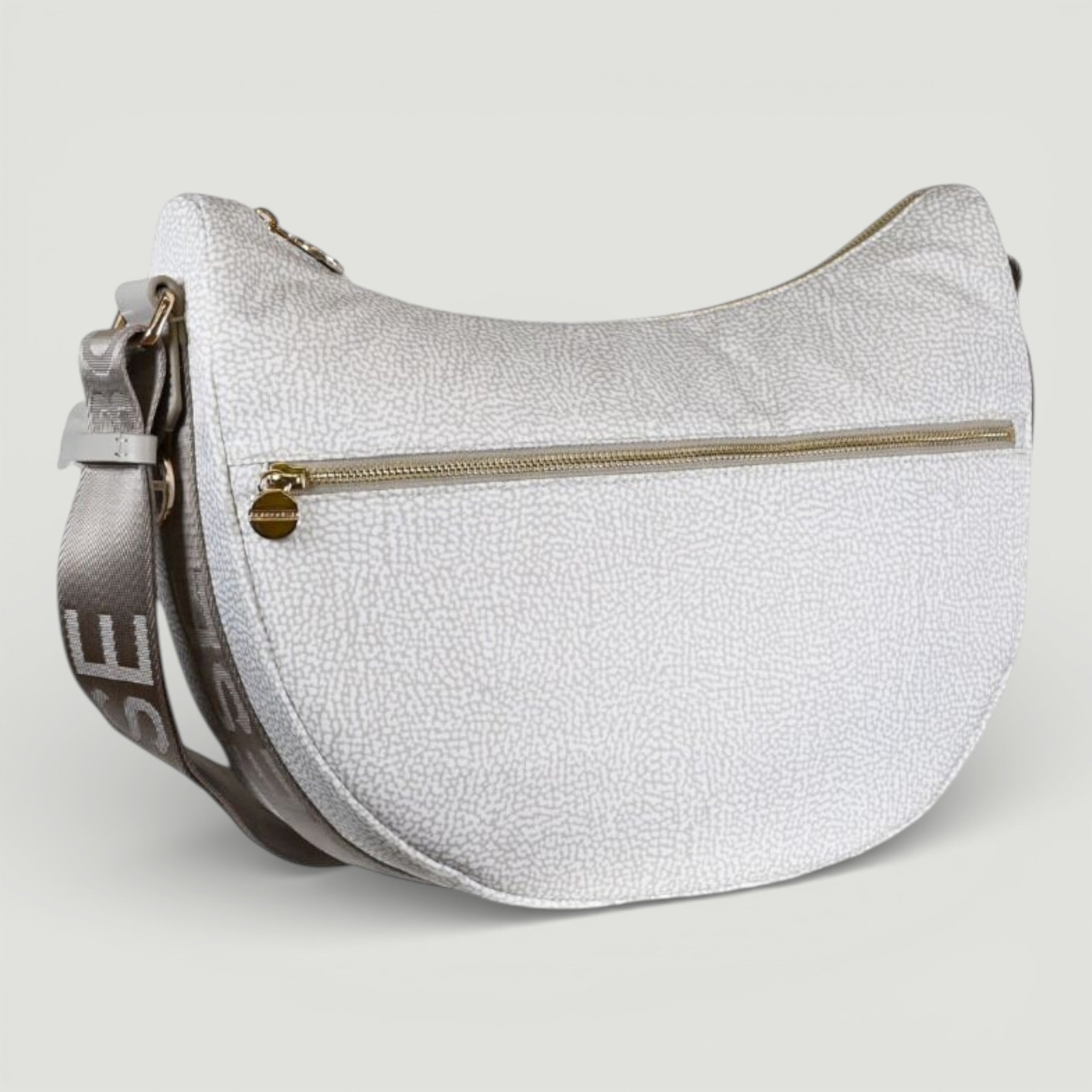 BORBONESE BORSA LUNA BAG MIDDLE WHITE COTTON