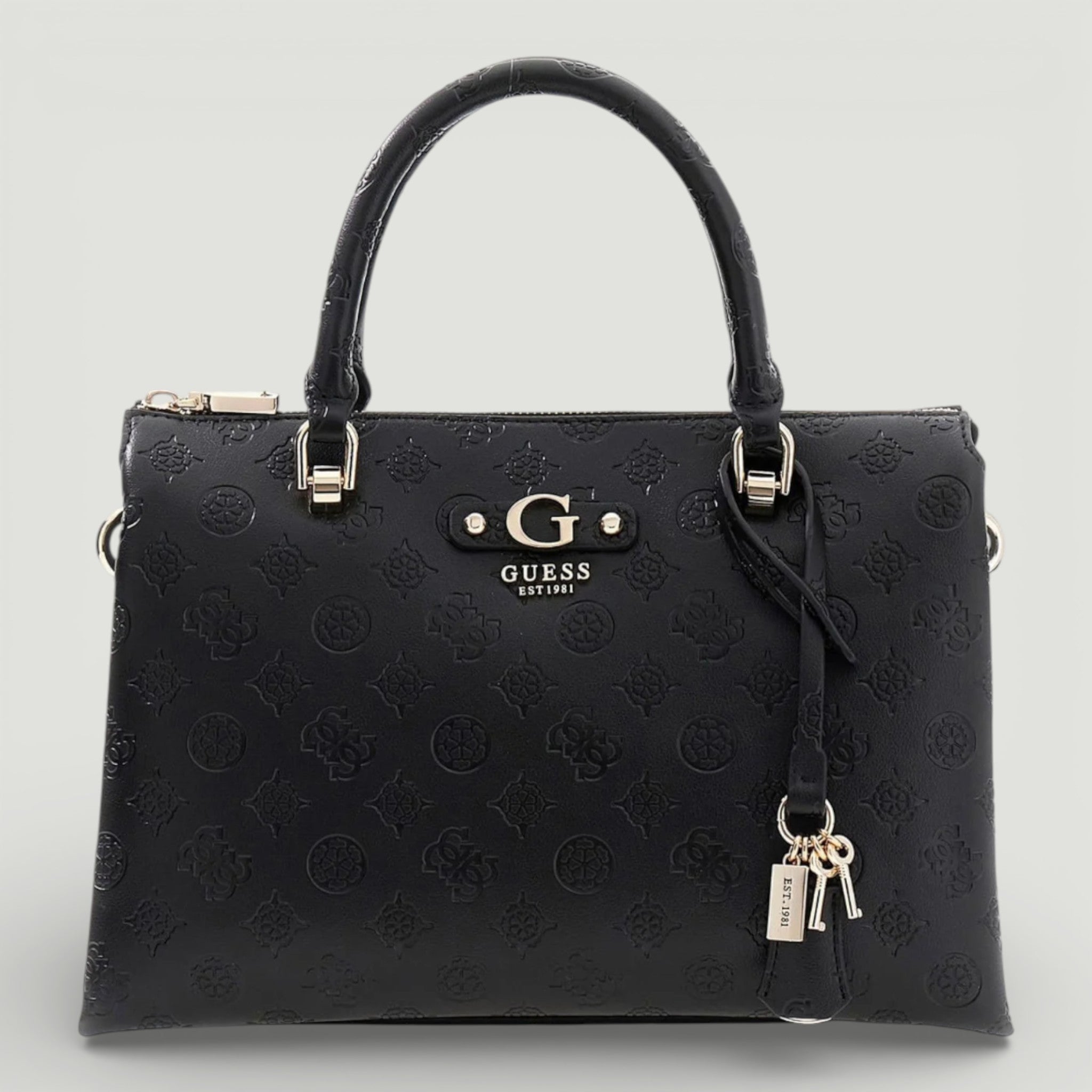 GUESS BORSA DITA MULTI COMP SATCHEL BLACK LOGO