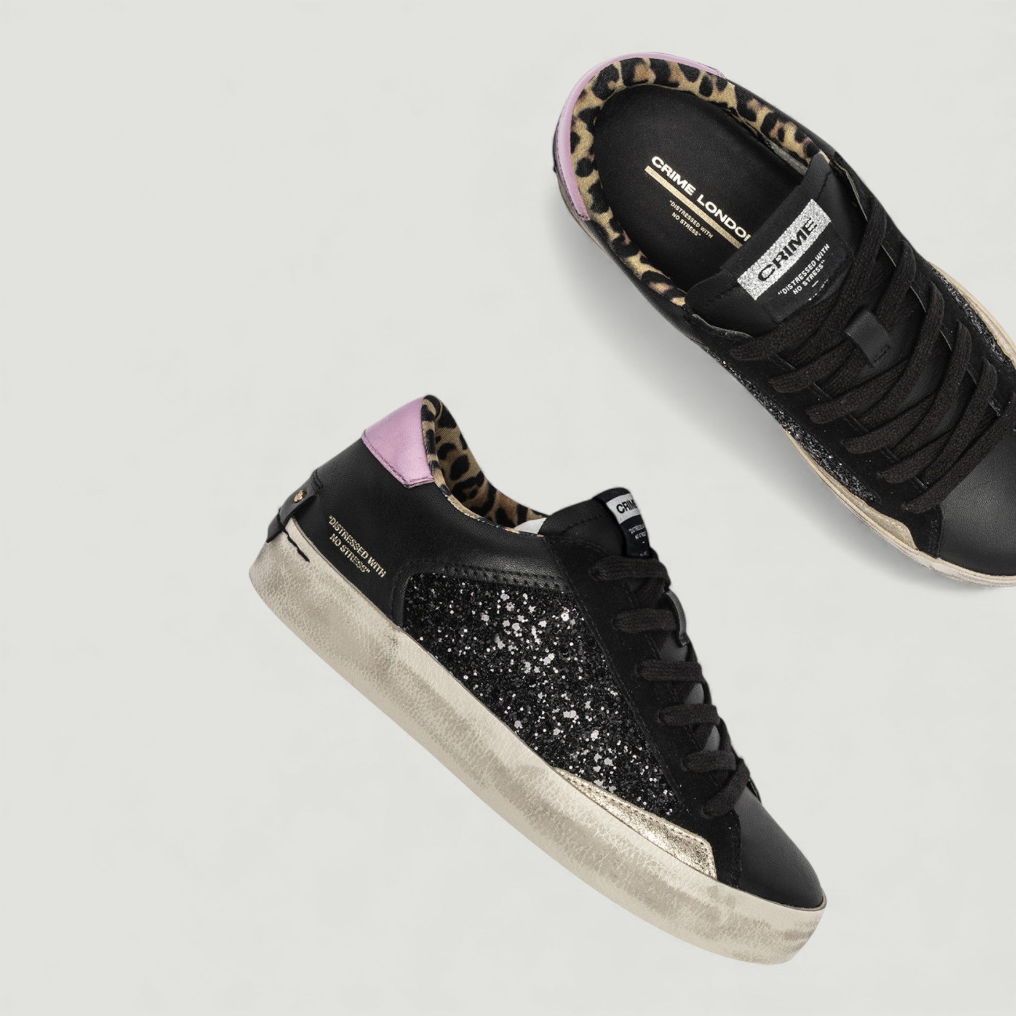 CRIME LONDON SNEAKERS DISTRESSED BLACK SPARK BLACK