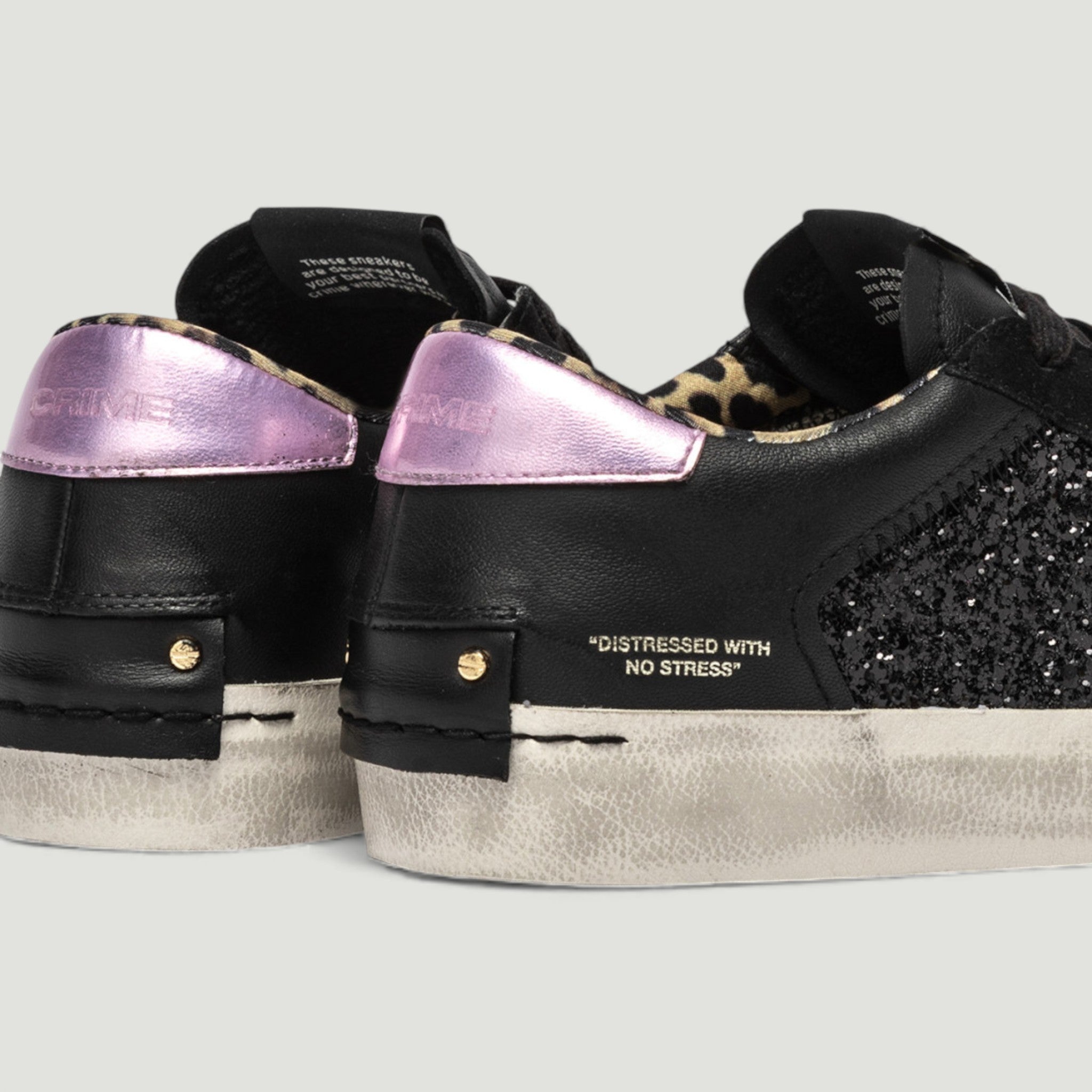 CRIME LONDON SNEAKERS DISTRESSED BLACK SPARK BLACK