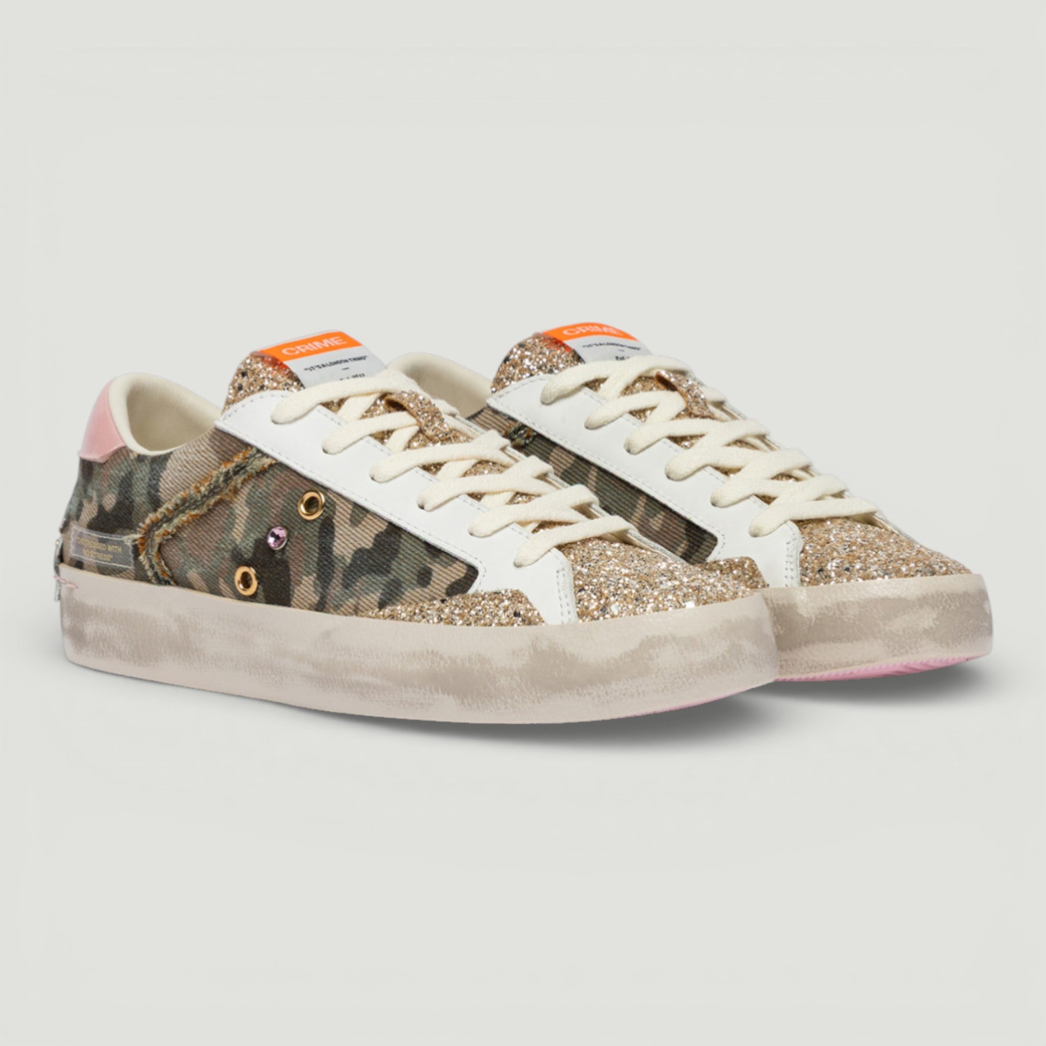 CRIME LONDON DISTRESSED FLASH CAMO DENIM MILITARY